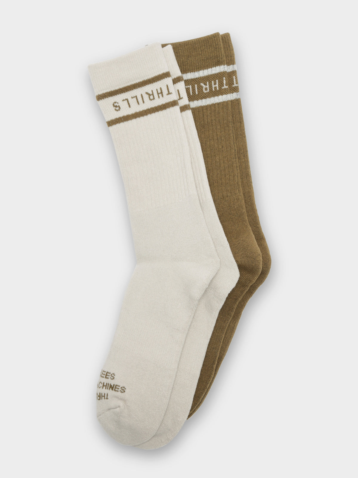 2 Pairs of Minimal Crew Socks in White &amp; Khaki