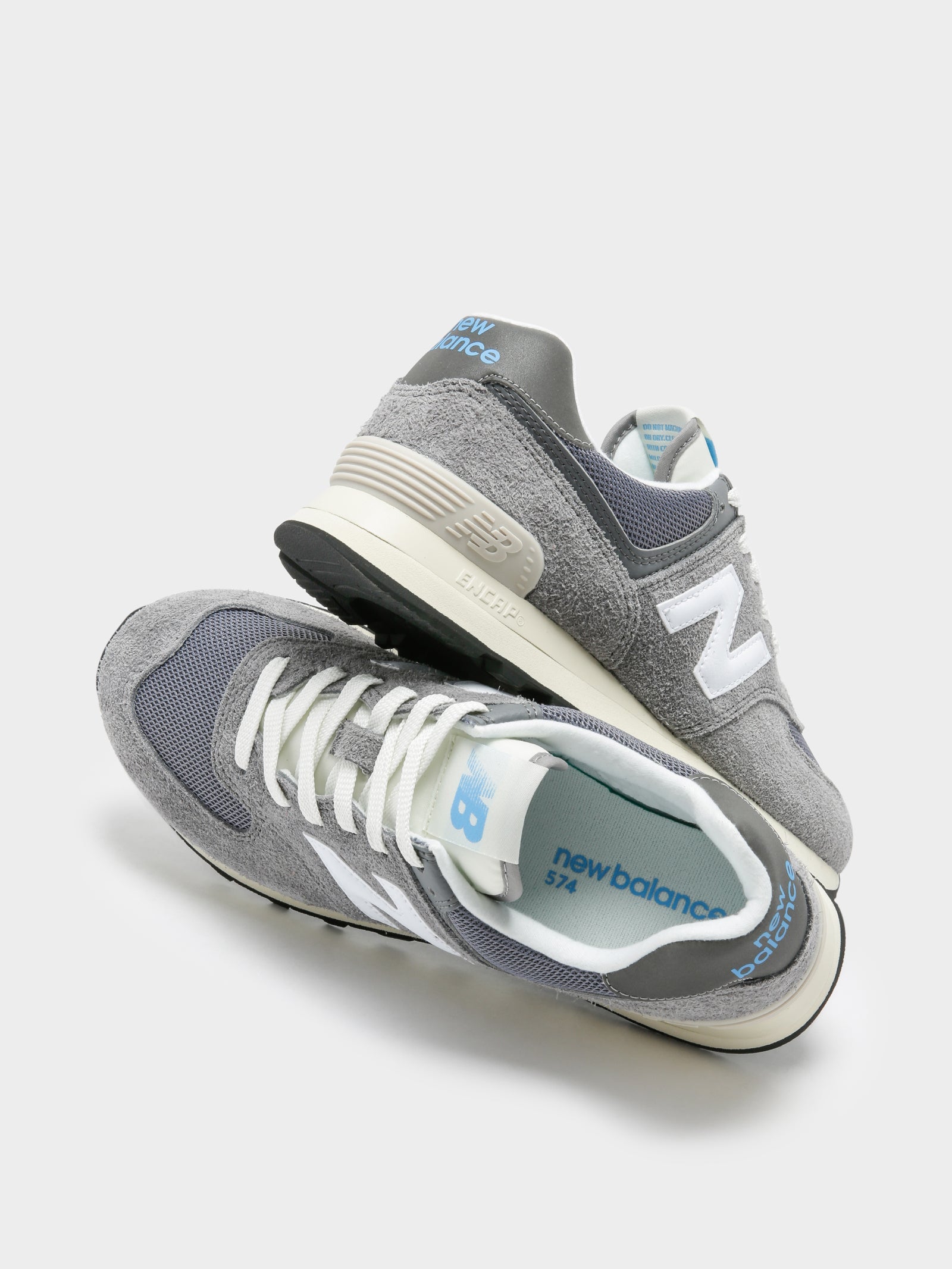 New Balance Unisex 574 Hairy Suede Sneakers Grey/White