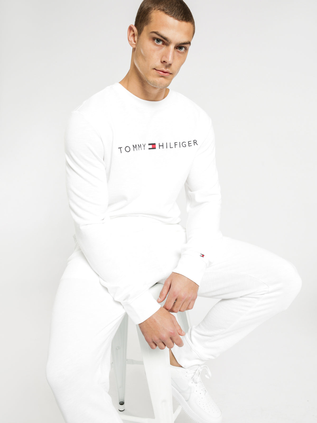Embroidered Logo Sweatshirt in White