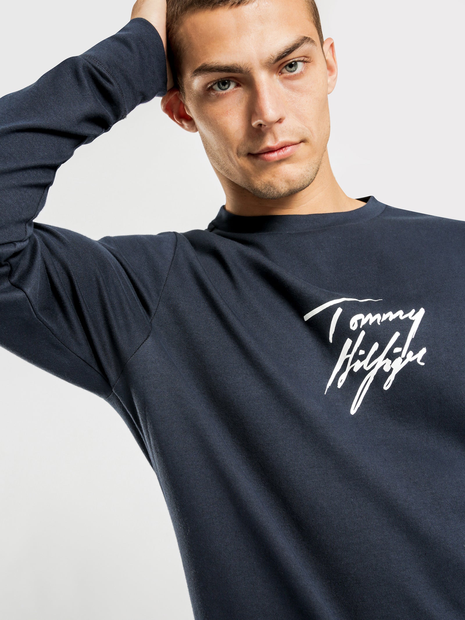 Signature Logo Stretch Organic Cotton Sweatshirt