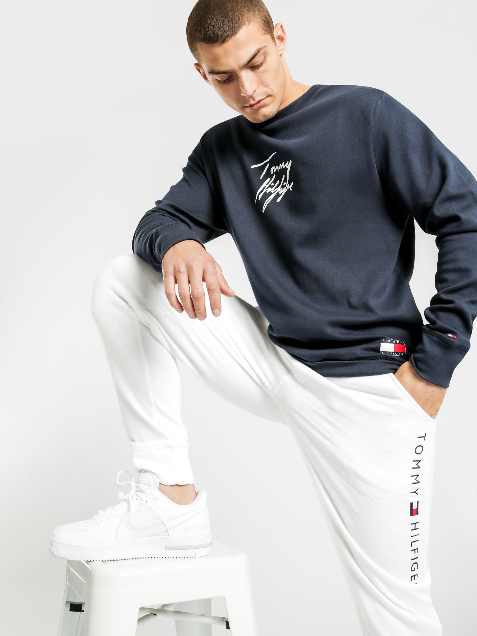 Signature Logo Stretch Organic Cotton Sweatshirt