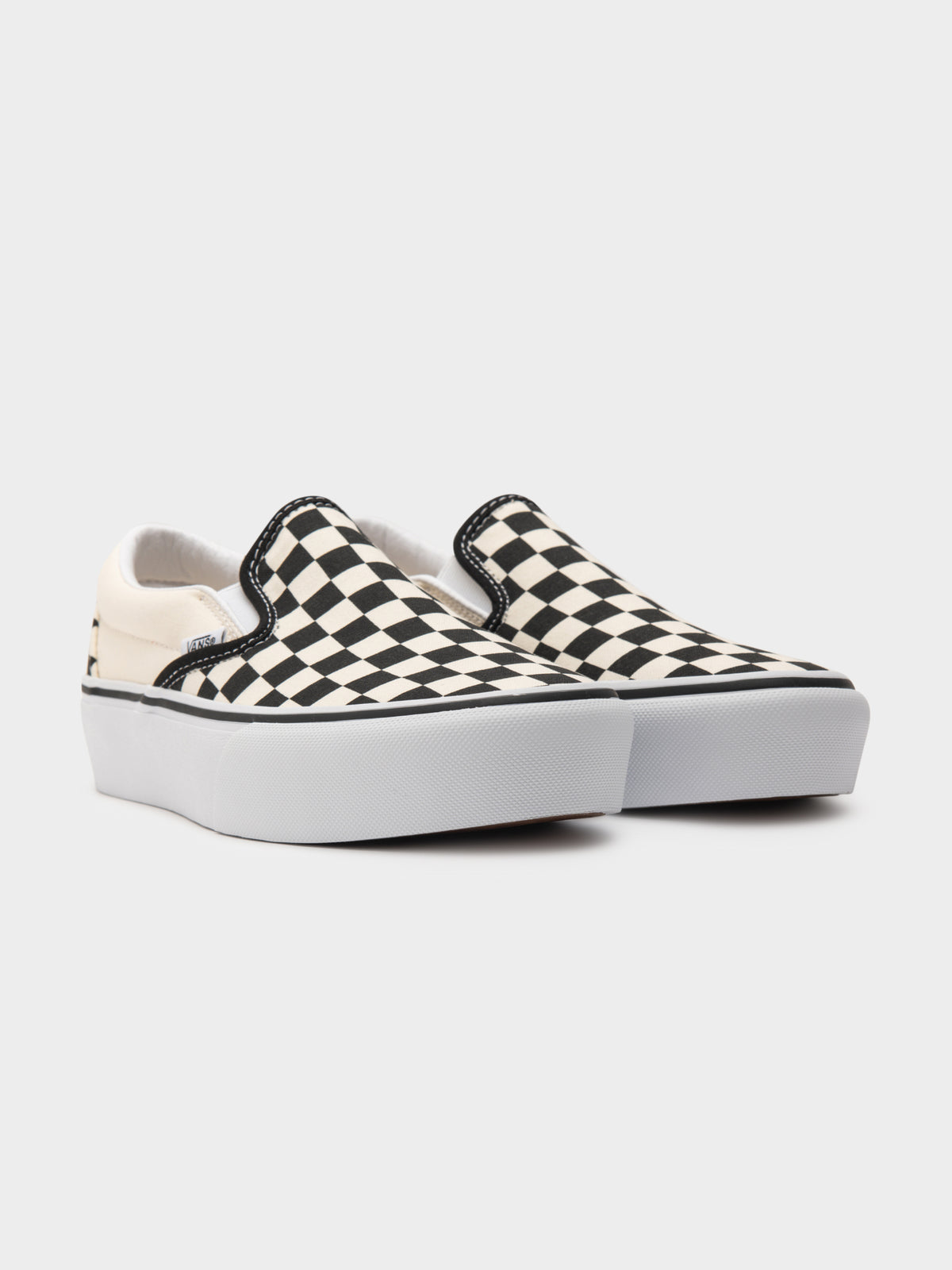 Womens Classic Slip On Platform Sneakers in Black &amp; White Checkerboard