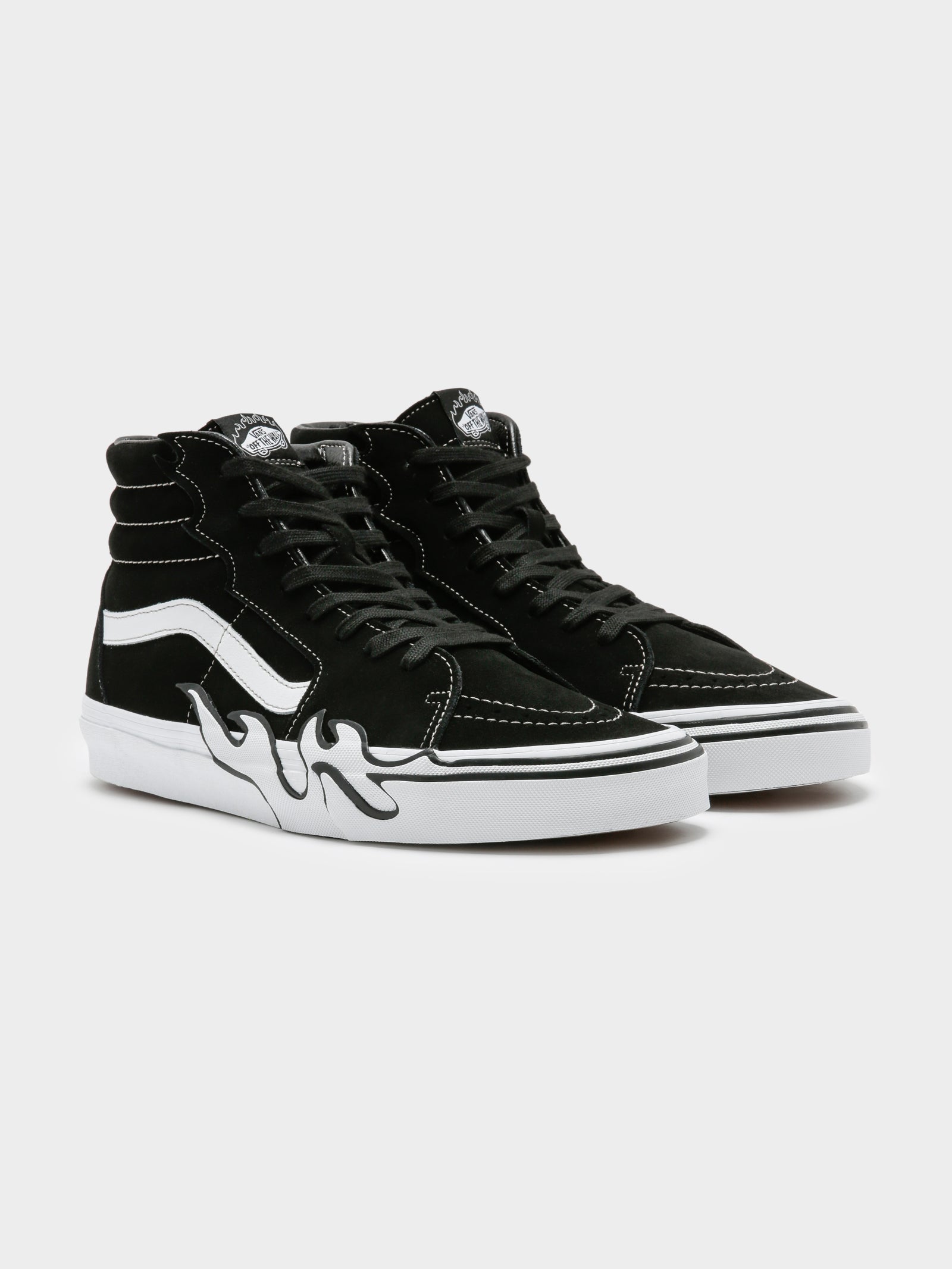Unisex Sk8 High Flame Suede Sneakers in Black & White