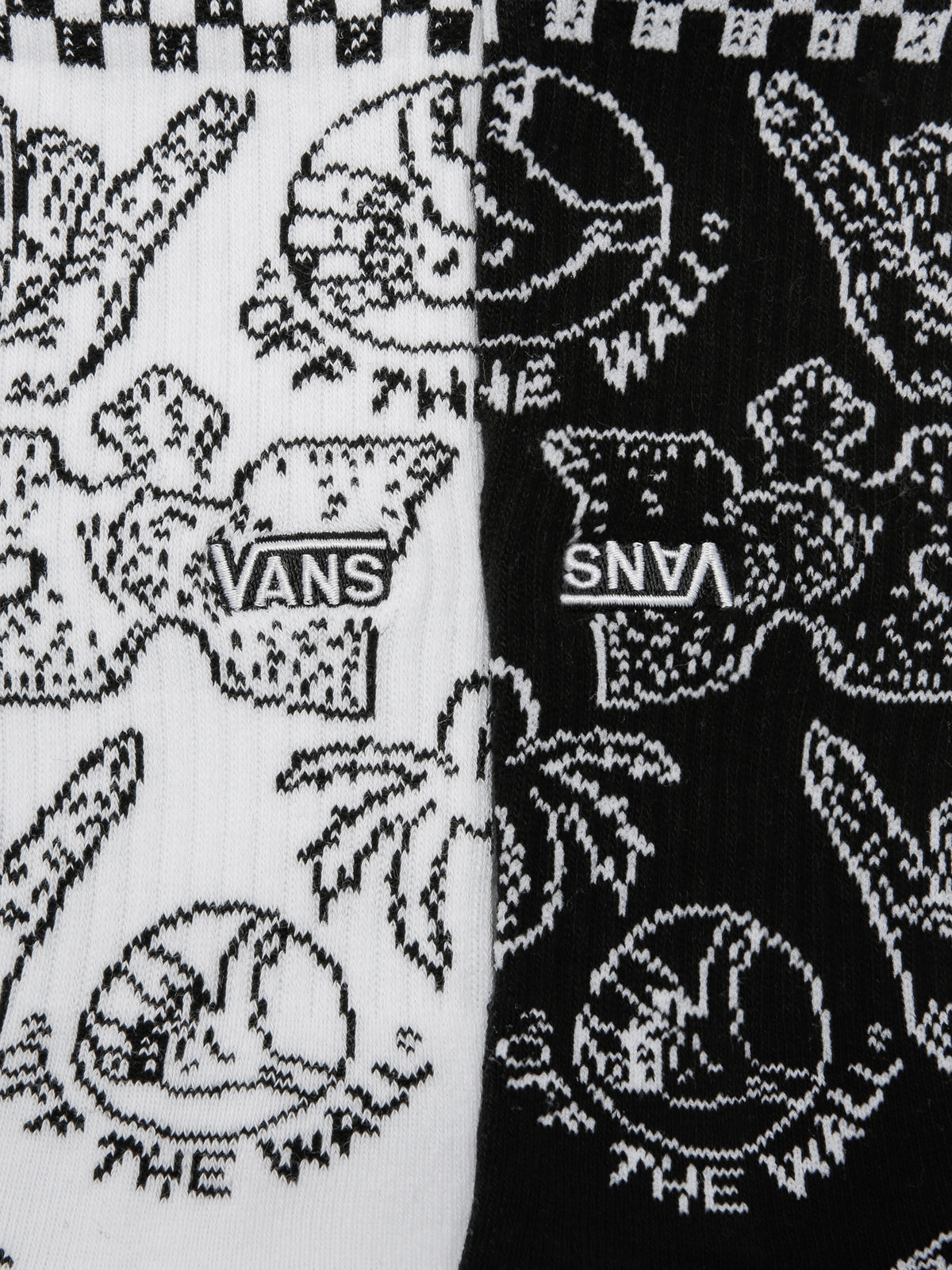 One Pair of Vans x Stranger Things Crew Socks in Black &amp; White