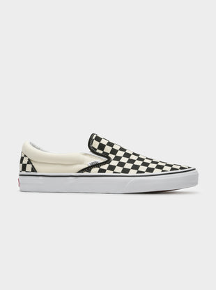 Unisex Classic Slip-On Sneakers in Black and White Checkerboard