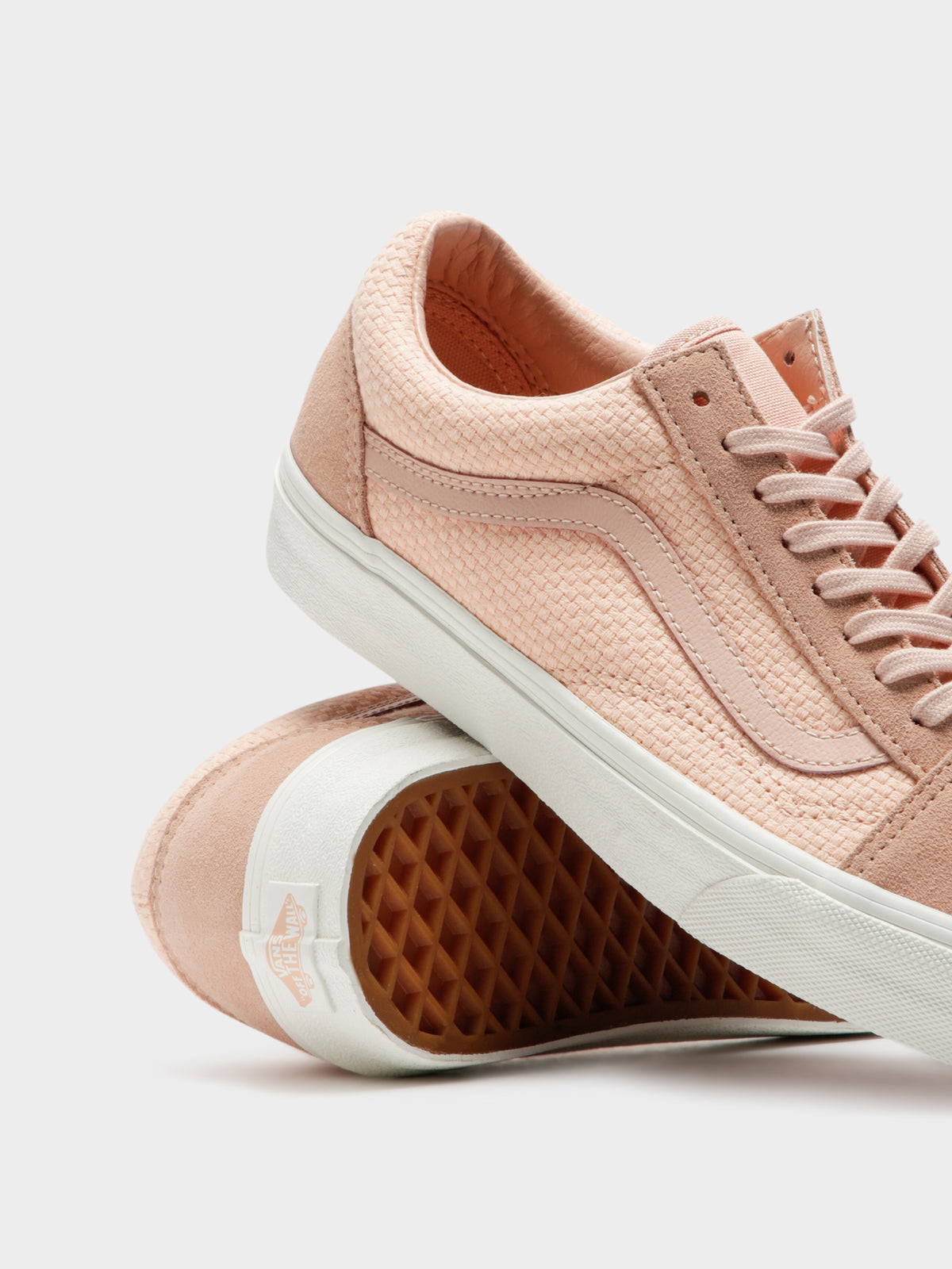 Unisex Woven Check Old Skool Sneakers in Pink and White