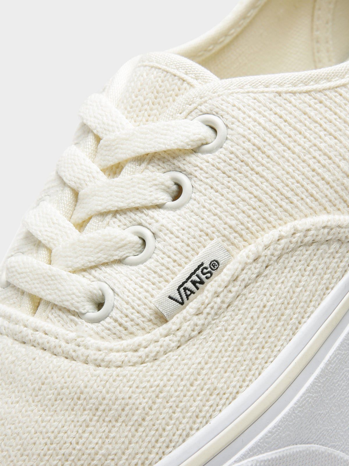 Womens Authentic Rib Knit Stackform Platform Sneakers in Cream &amp; White