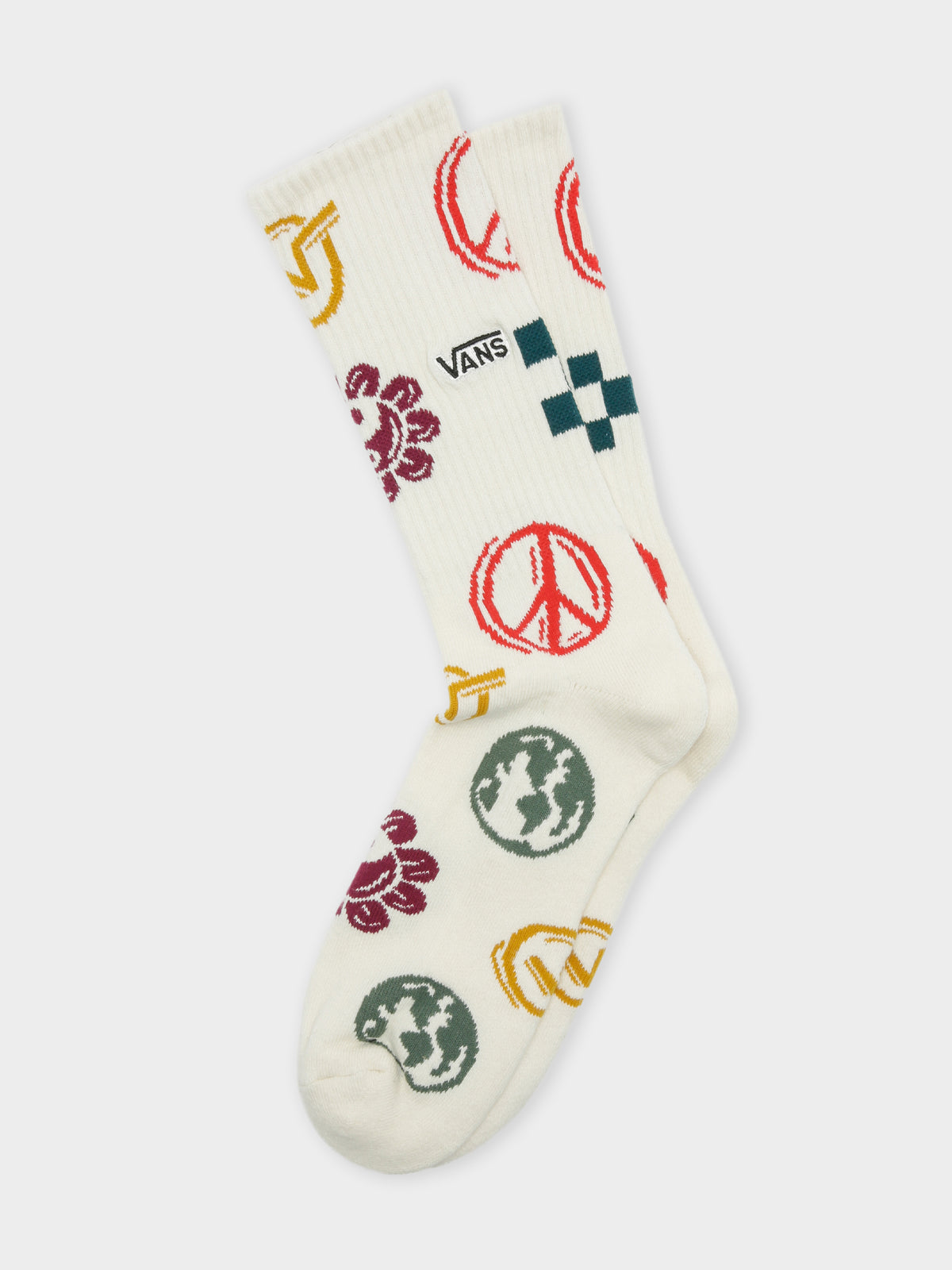 One Pair of In Our Hands Crew Socks in Off White
