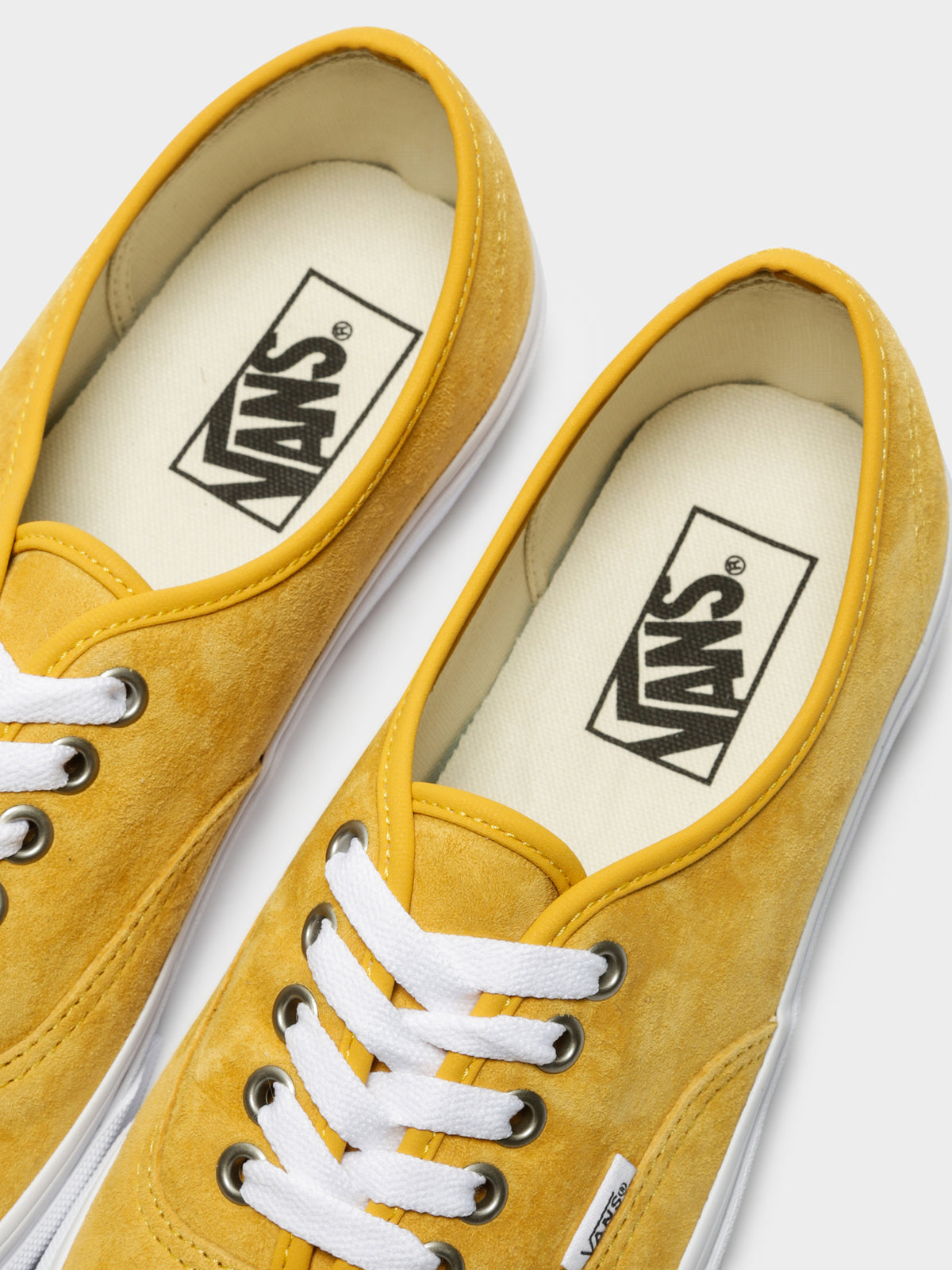 Unisex Authentic Pig Suede Sneakers in Yellow &amp; White