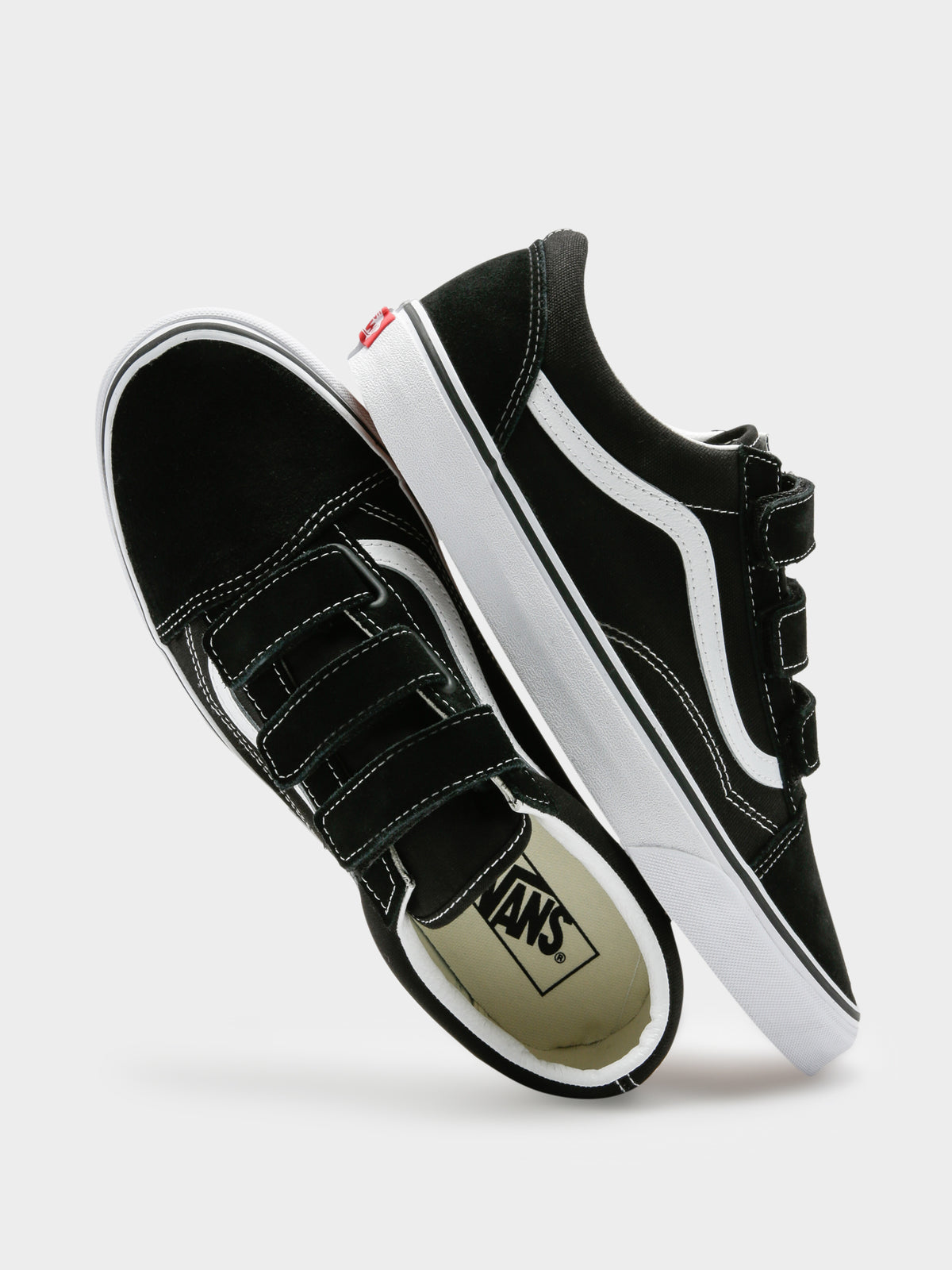 Vans Unisex Old Skool Velcro Canvas Sneakers | Black/White