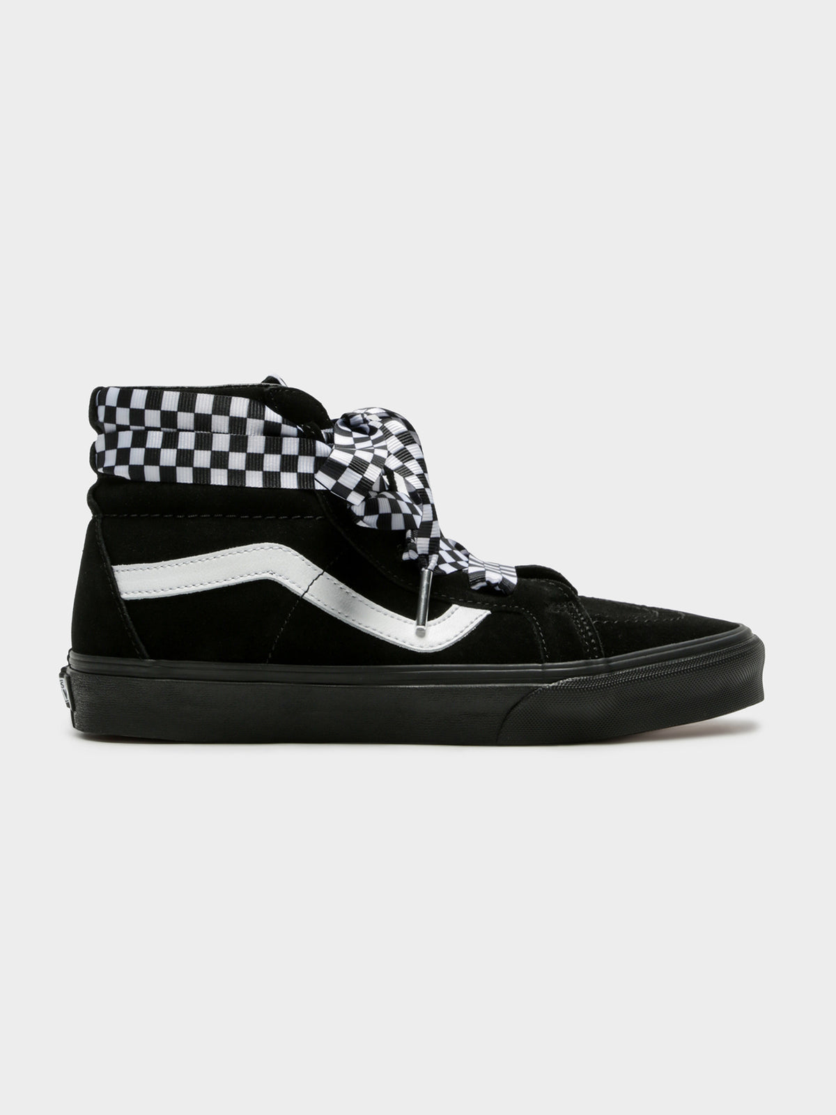 Womens SK8 Lace Check Wrap High Top Sneaker in Black