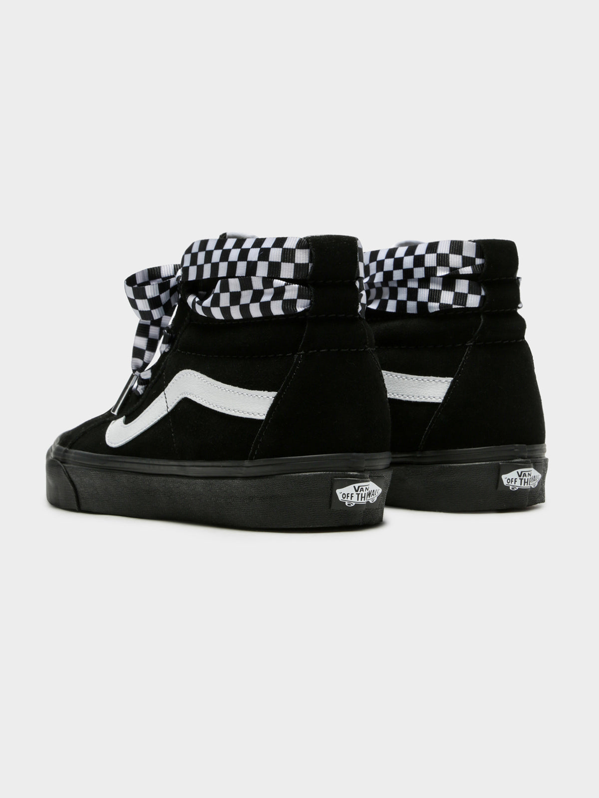 Womens SK8 Lace Check Wrap High Top Sneaker in Black