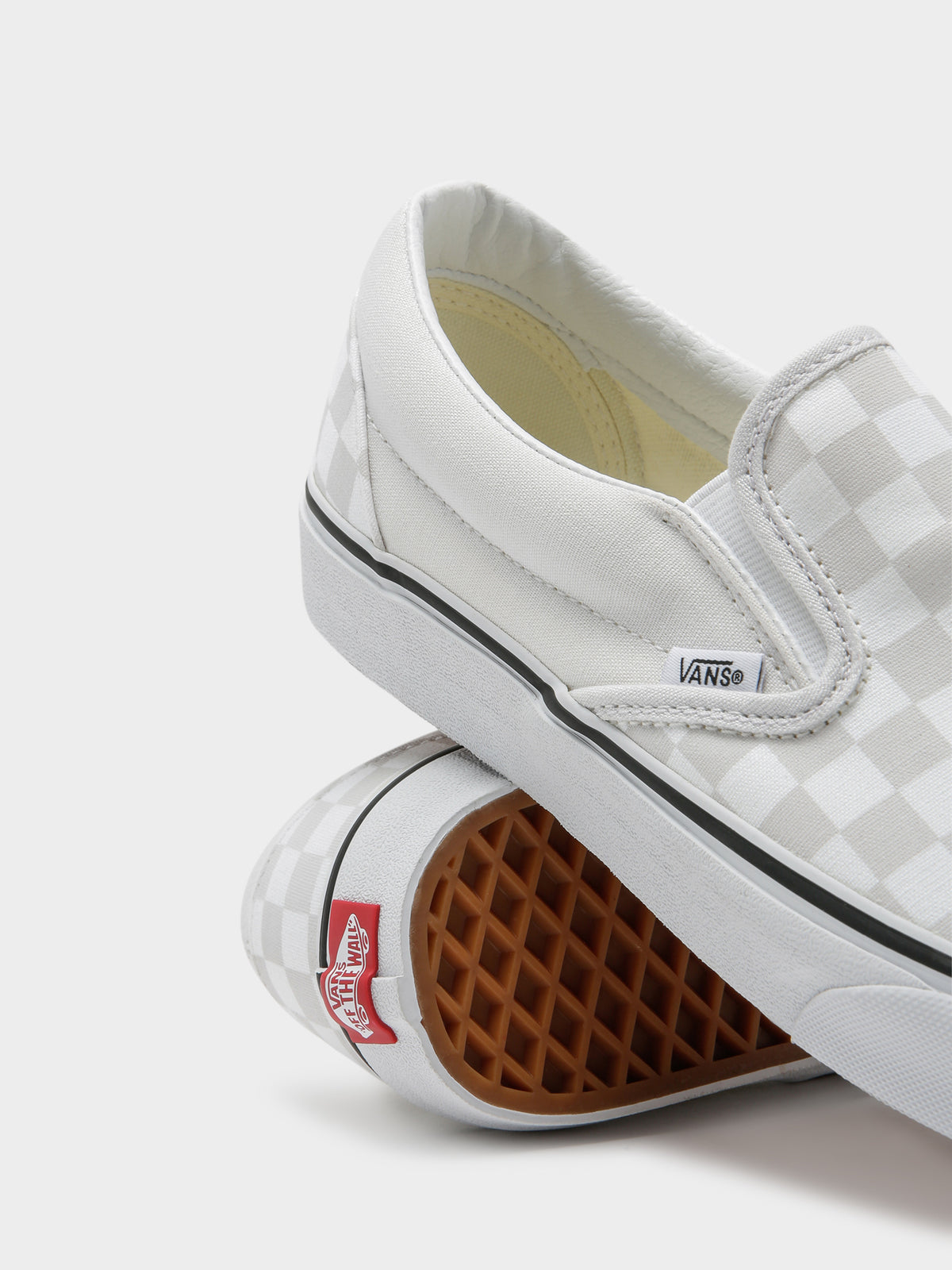 Unisex Classic Slip-On Color Therapy Sneakers in Cream Checkerboard