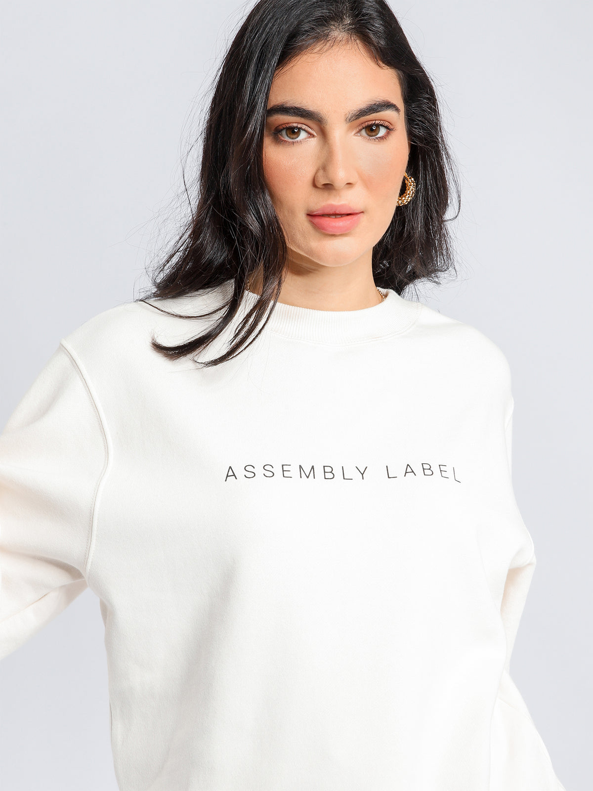 Finery Fleece Sweatshirt in Birch White