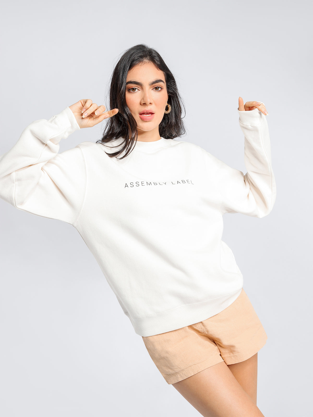 Finery Fleece Sweatshirt in Birch White