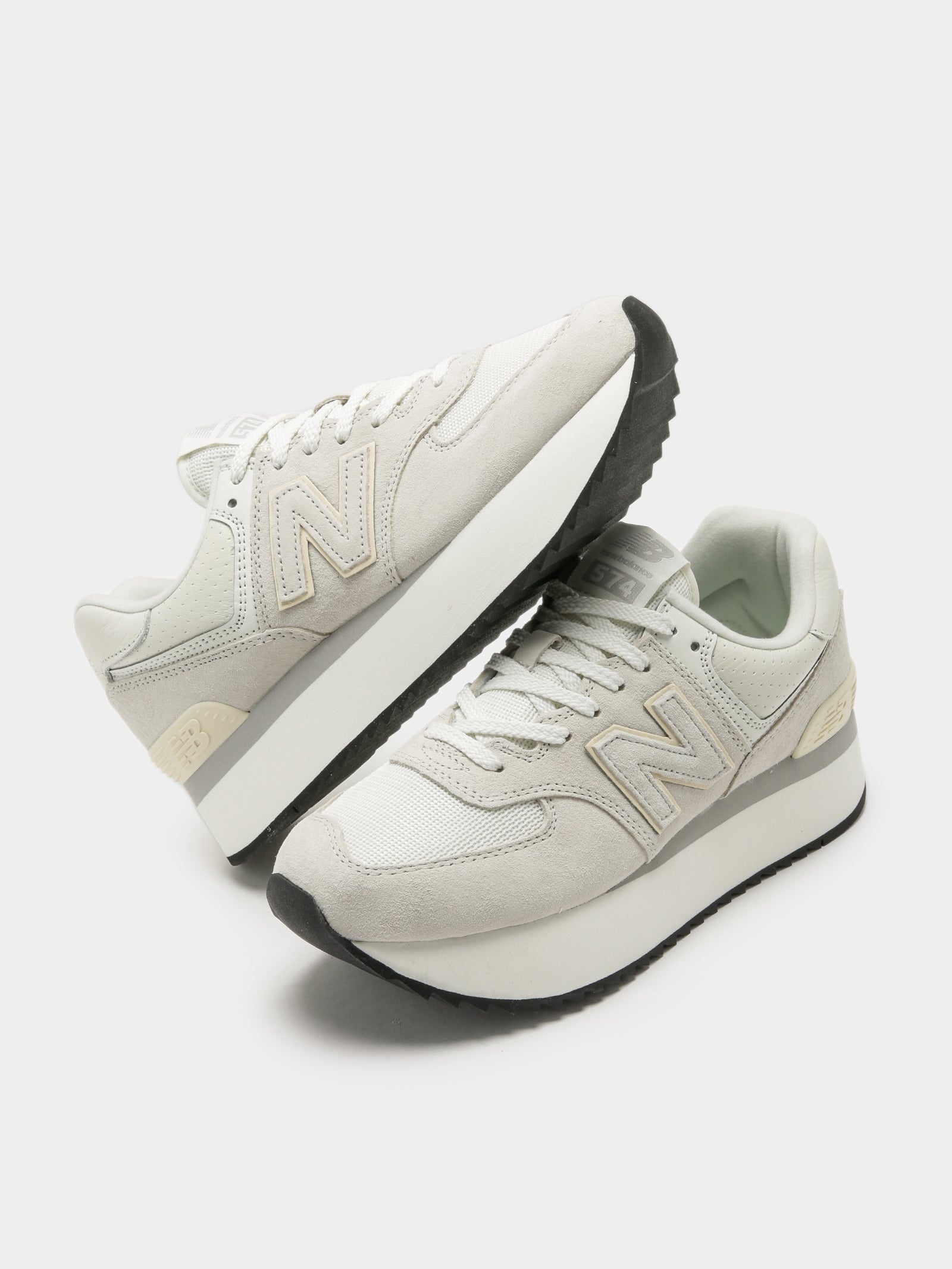 New Balance Womens 574 Platform Sneakers White/Chalk Violet