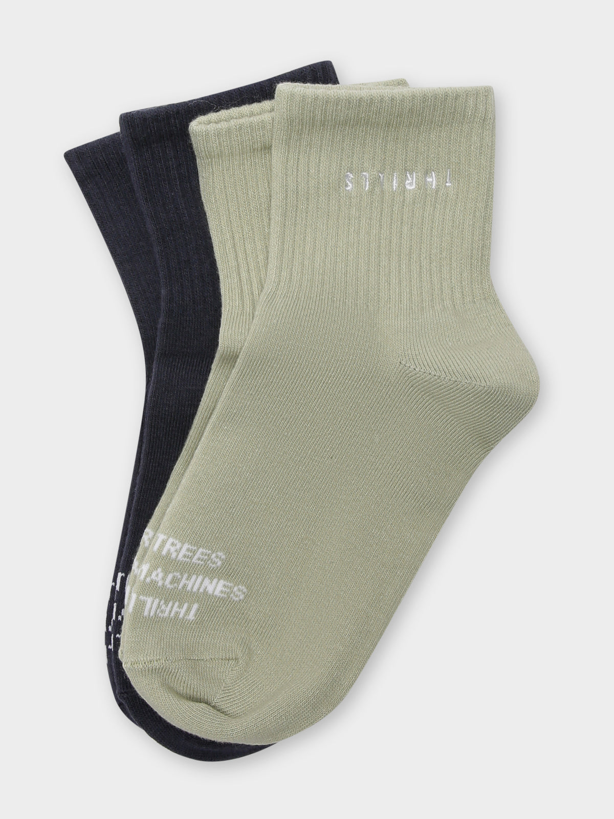 2 Pairs of Minimal Thrills Socks in Eucalyptus Green &amp; Ink Blue