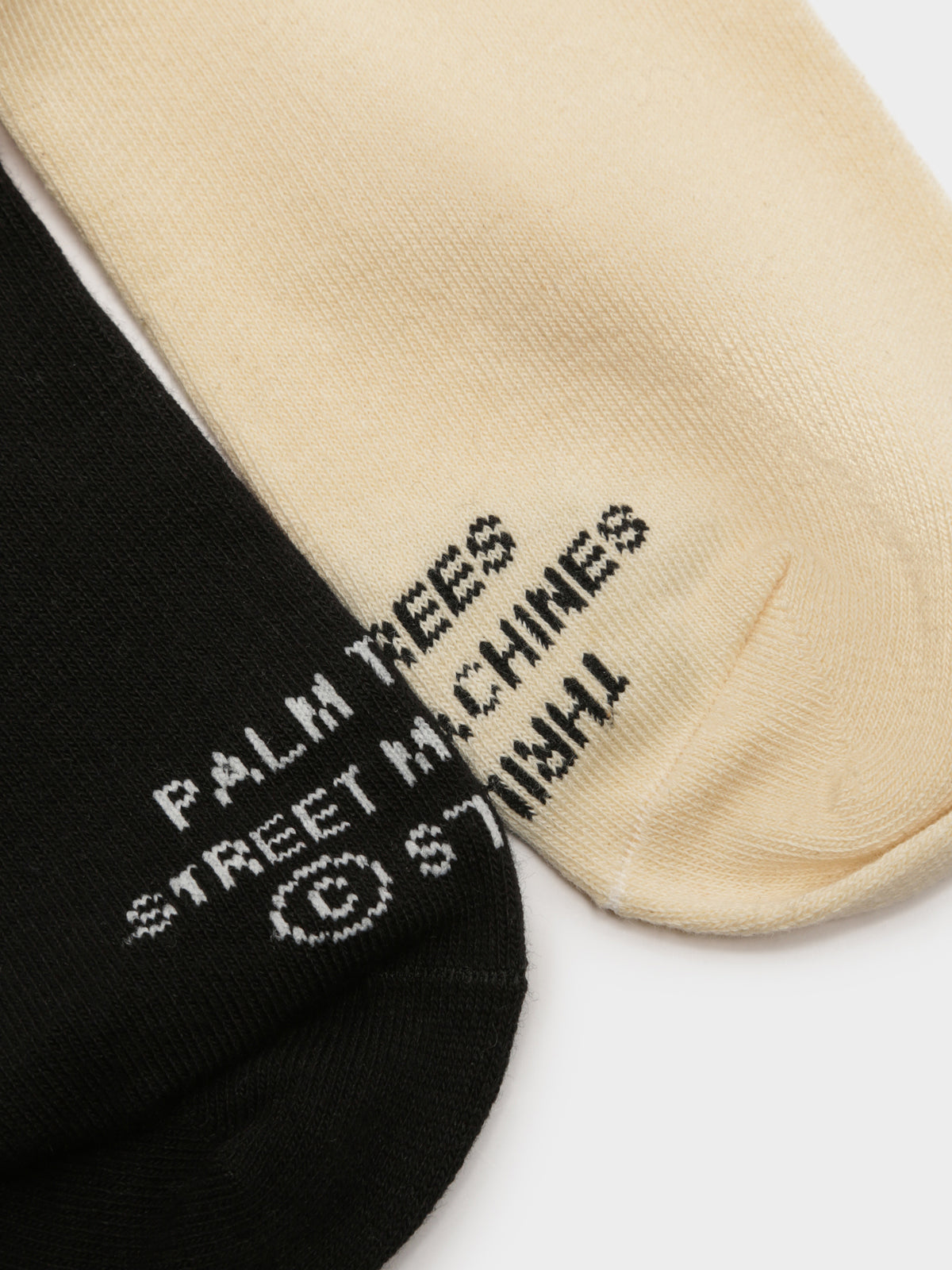 2 Pair Palm Ankle Socks in Black and Yellow