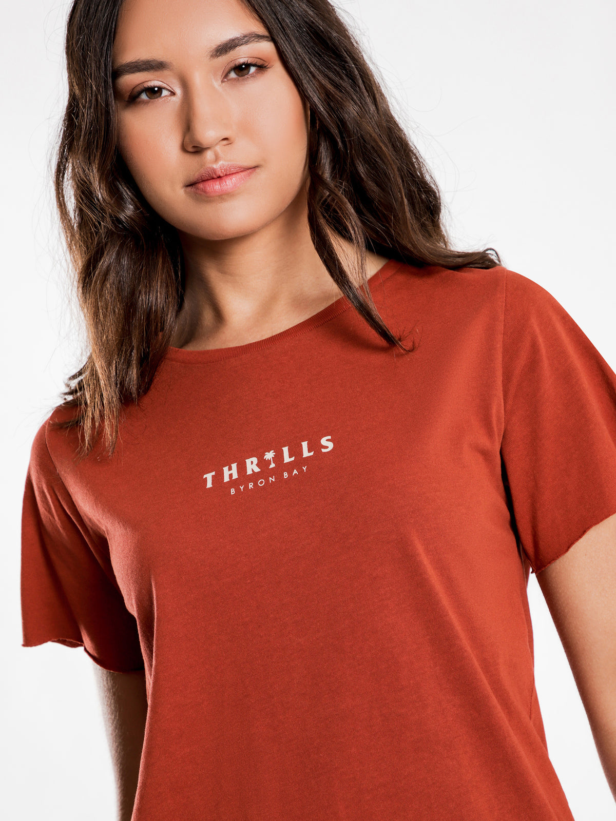 Palmed Thrills T-Shirt in Rocker Red
