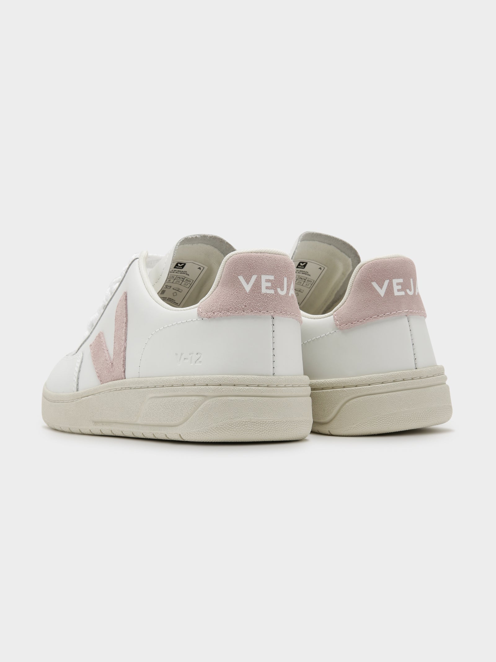 Pink Veja V12 Rose Veja Womens V-12 Leather Sneaker White/Pink