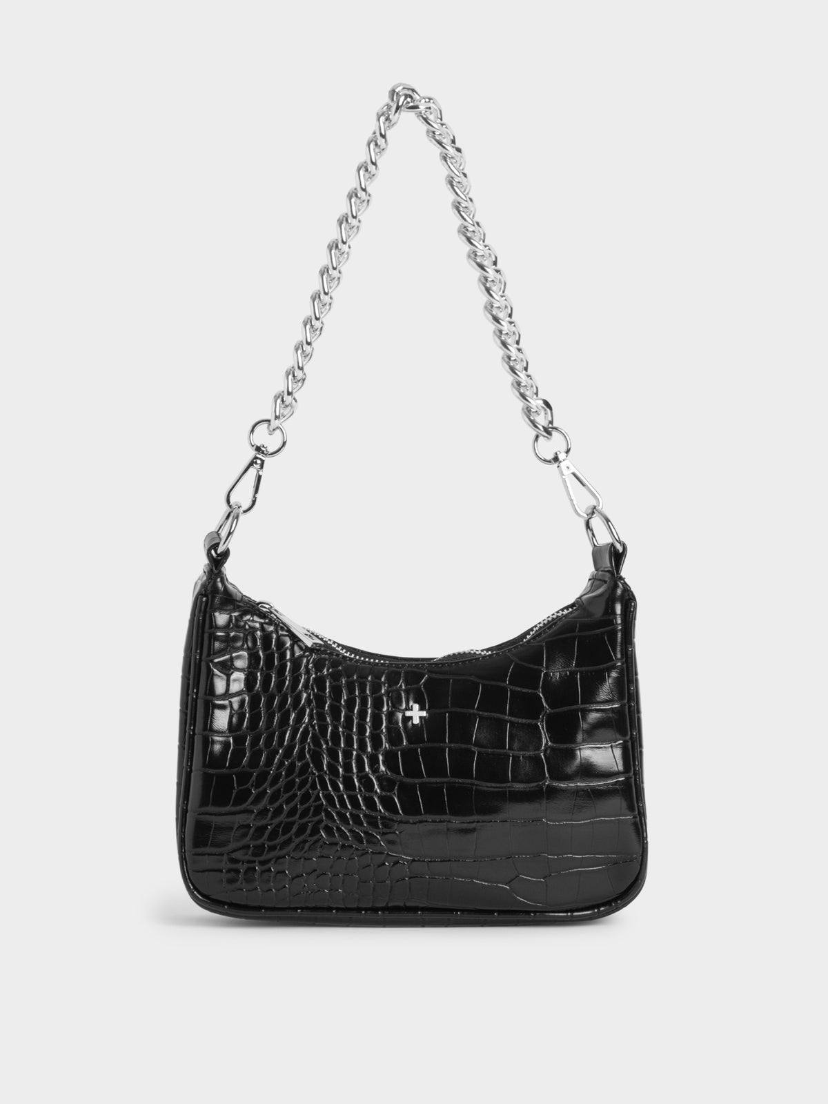 York Shoulder Bag in Black Croc