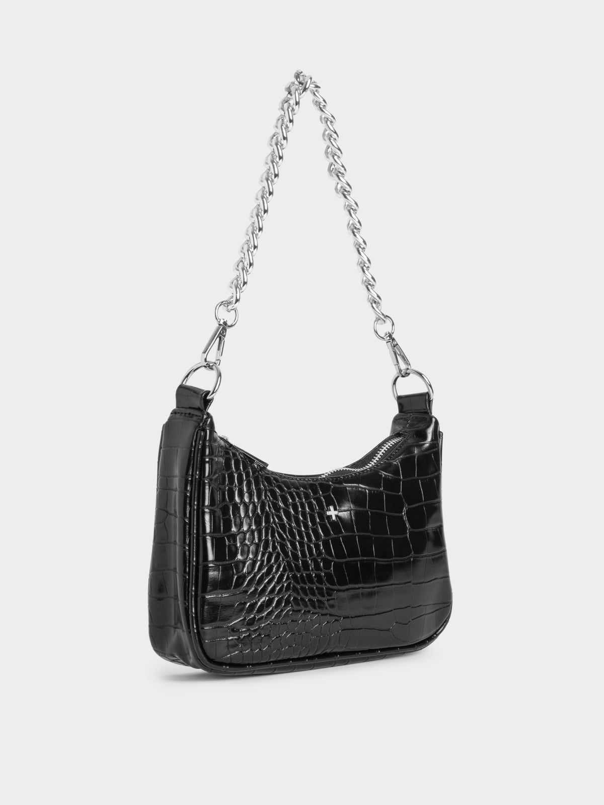 York Shoulder Bag in Black Croc