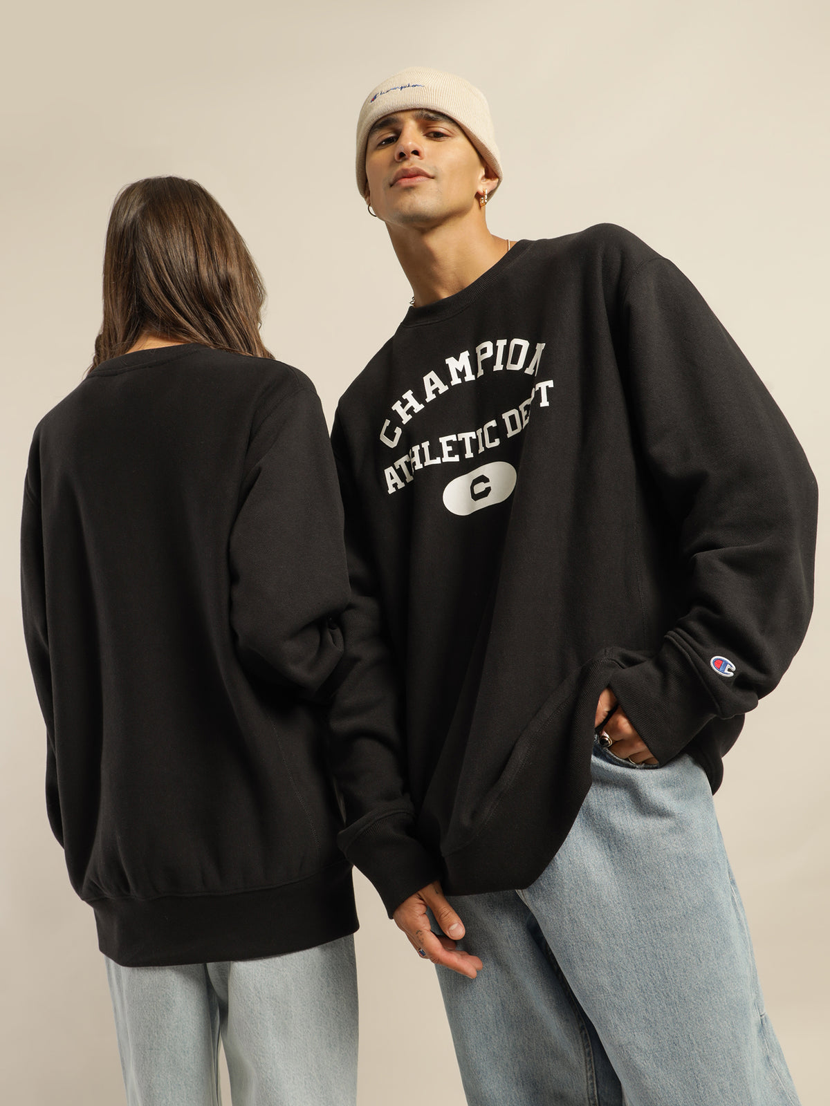 Re:bound Terry Archive Crew Sweater in Black