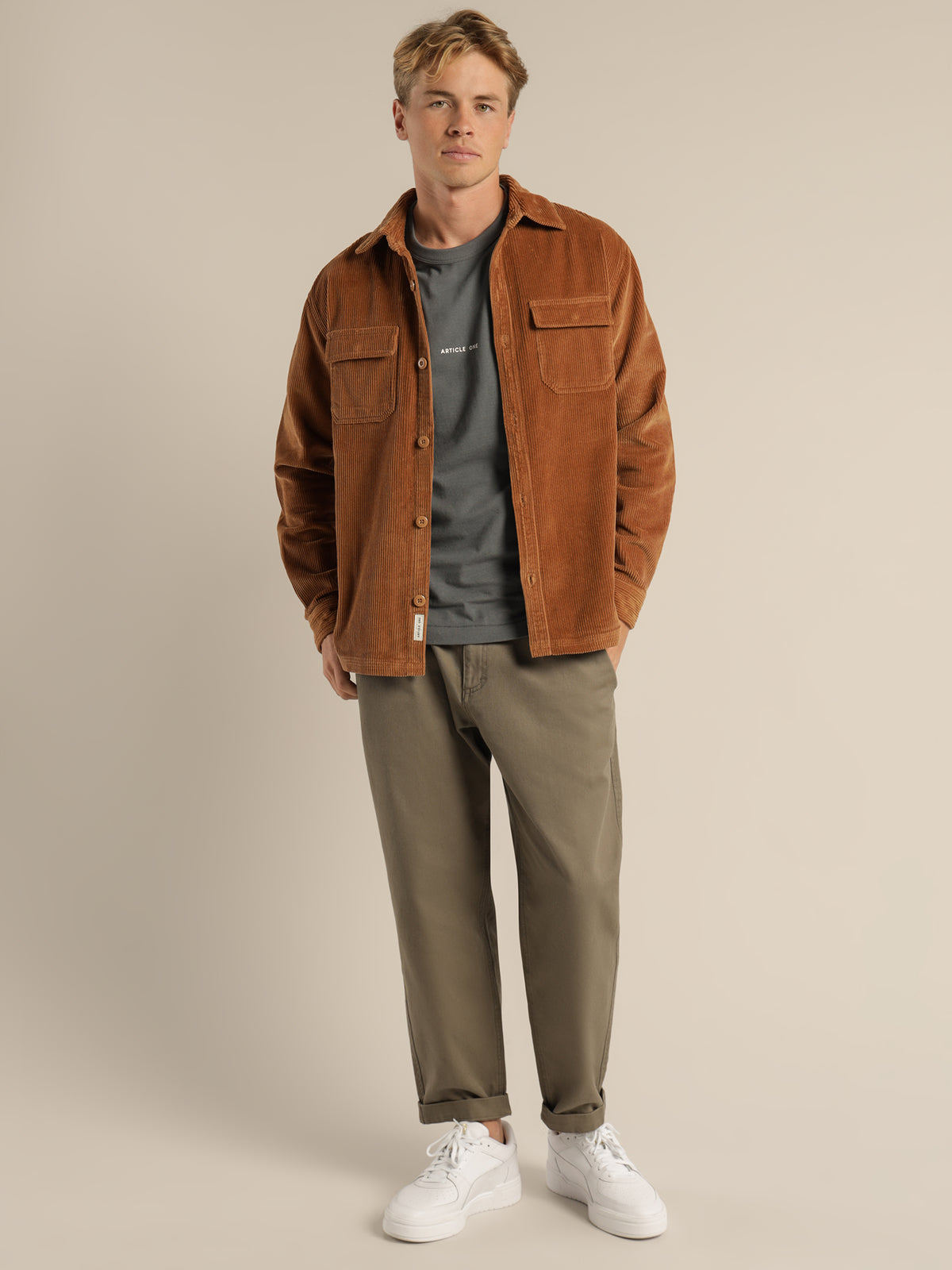 Oakes Cord Overshirt in Saffron