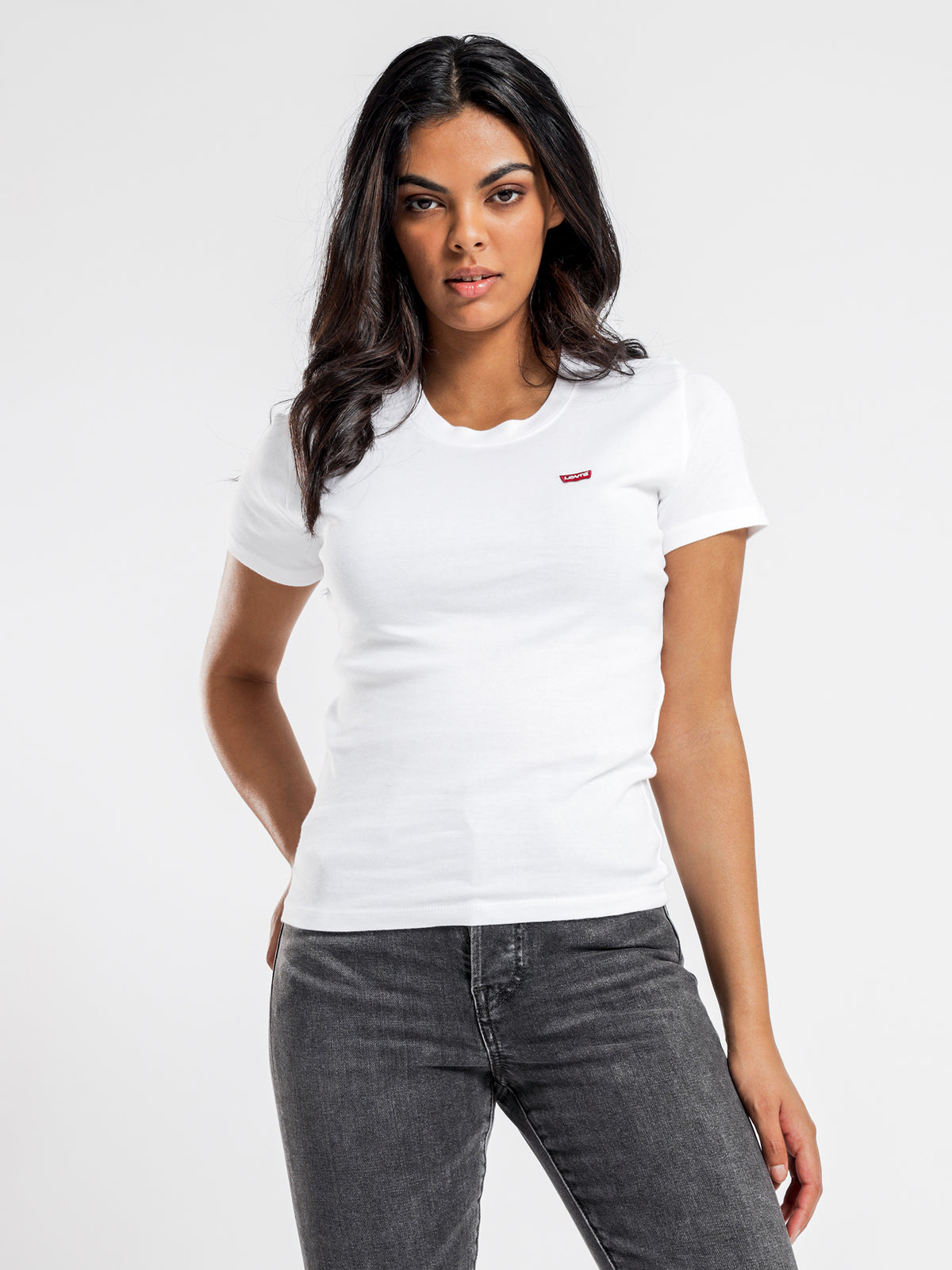 Short Sleeve Rib Baby T-Shirt in White