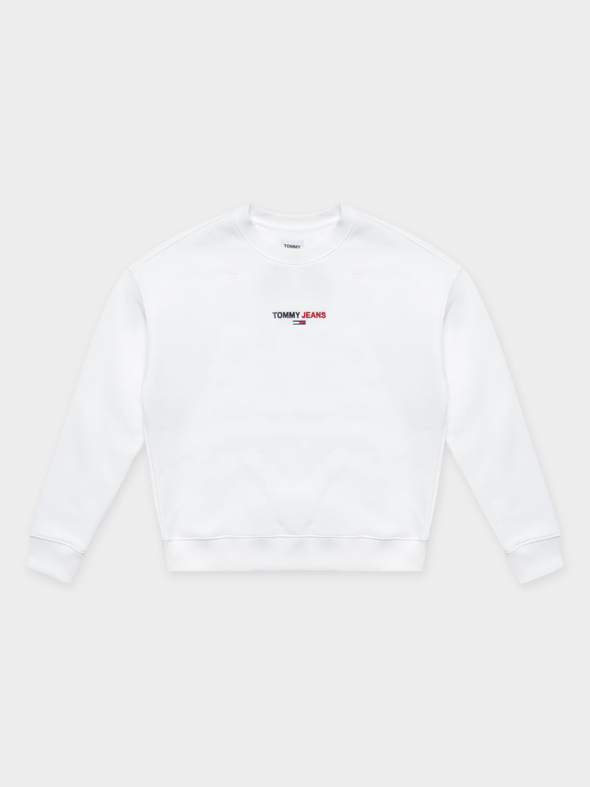 Linear Chest Logo Crew Neck Sweatshirt in White