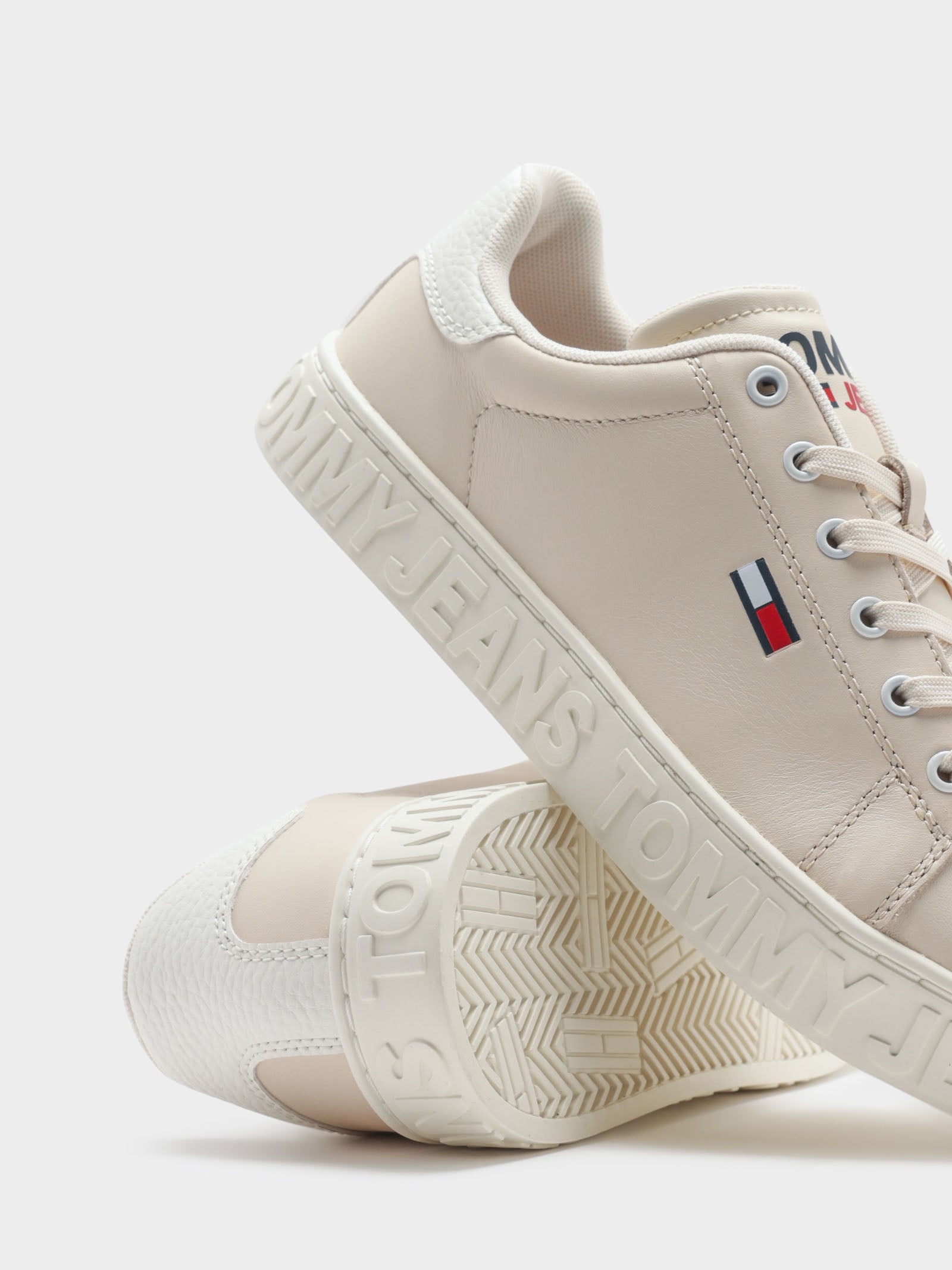 Womens Logo Leather Cupsole Sneakers