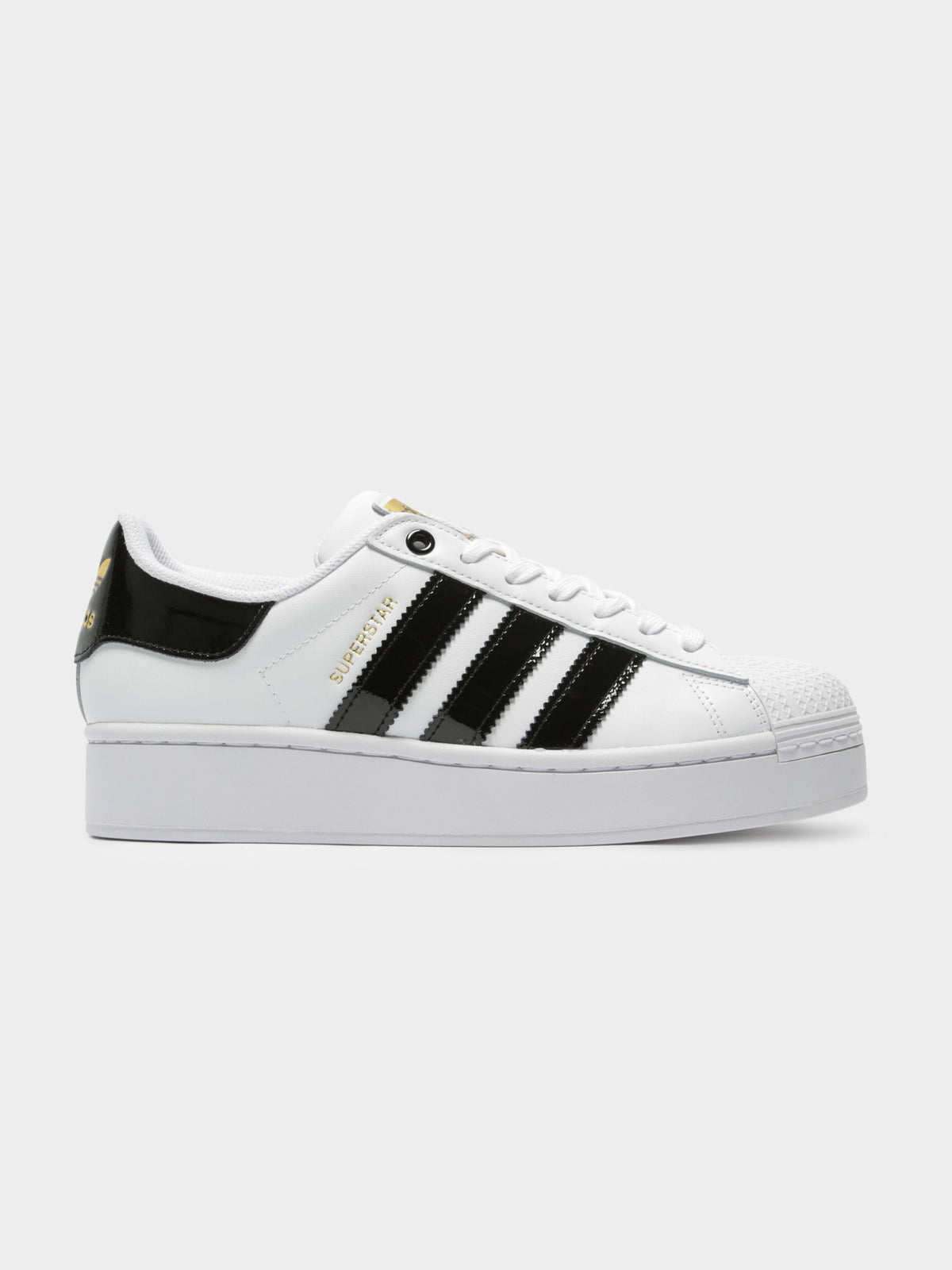 Womens Superstar Bold Sneakers in Black White &amp; Gold