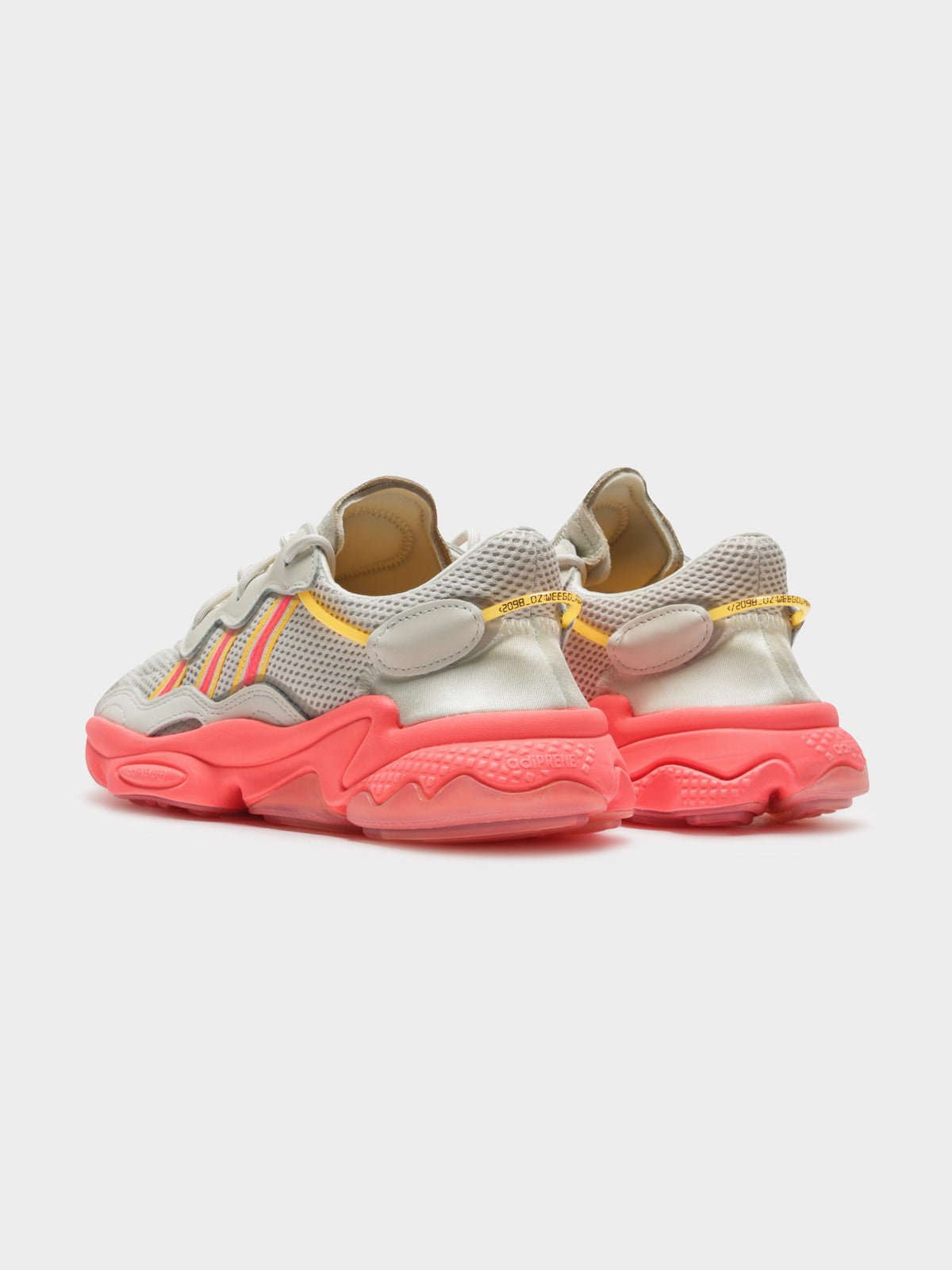 Womens Ozweego Tech Sneakers in Grey Signal Pink &amp; Solar Gold