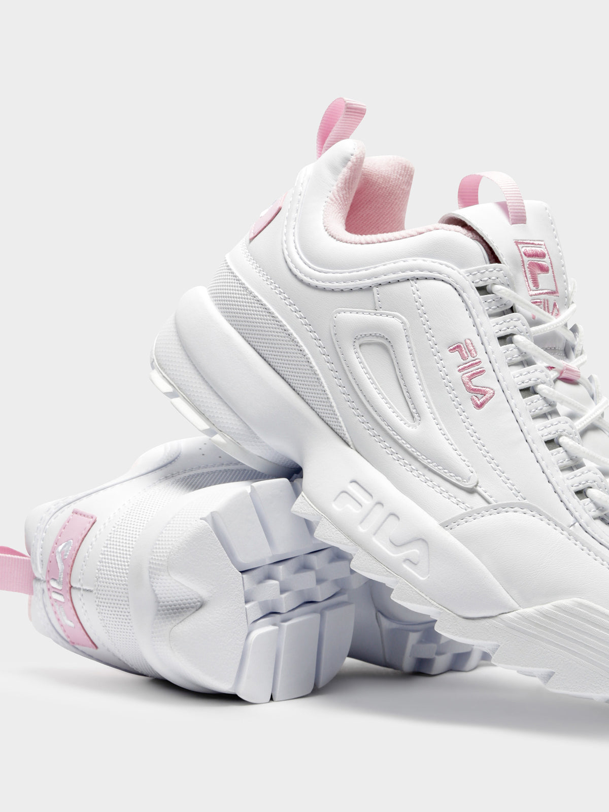 Womens Disruptor II Sneakers in White &amp; Pink