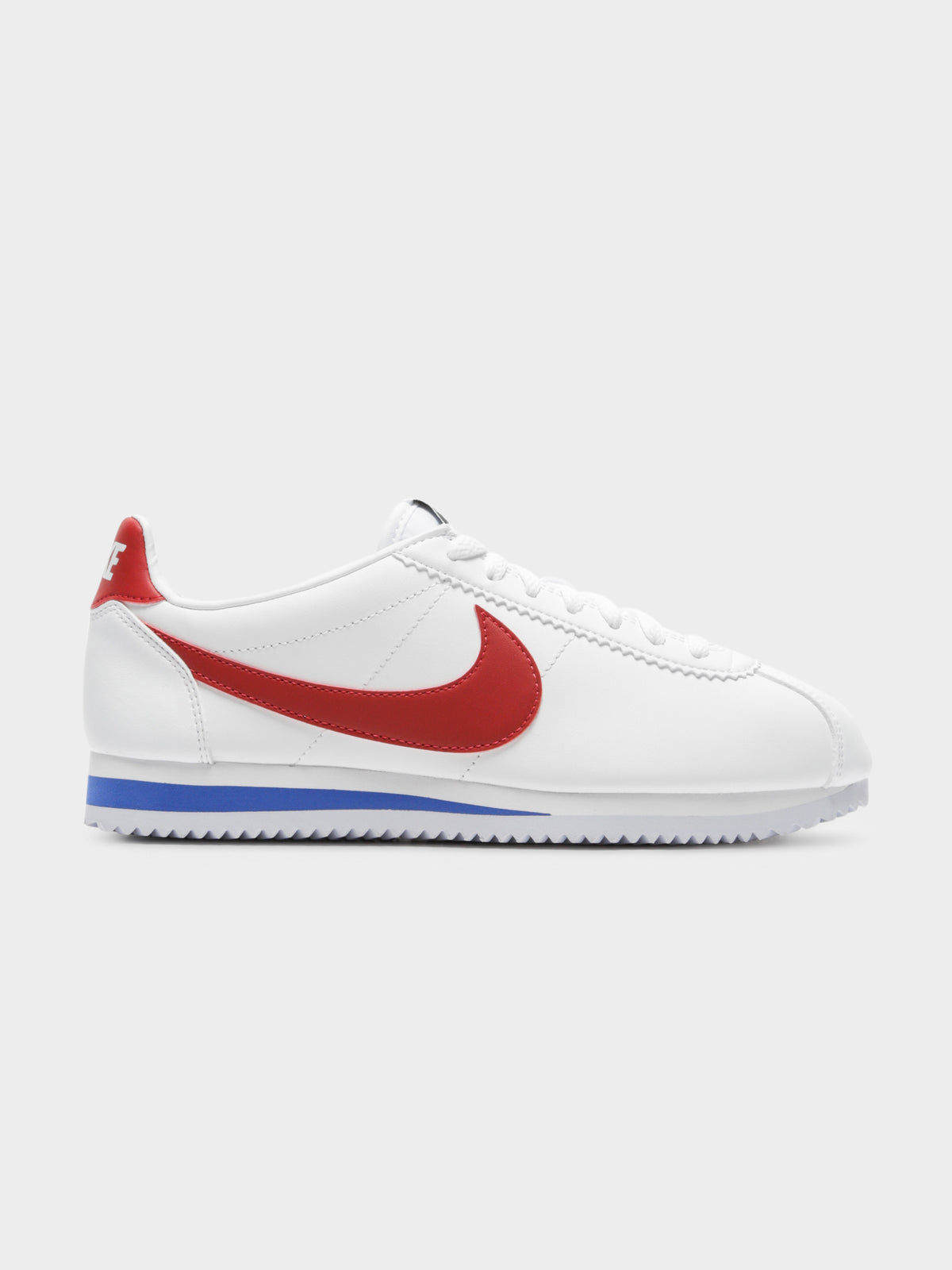 Womens Classic Cortez Leather Sneakers in White &amp; Red