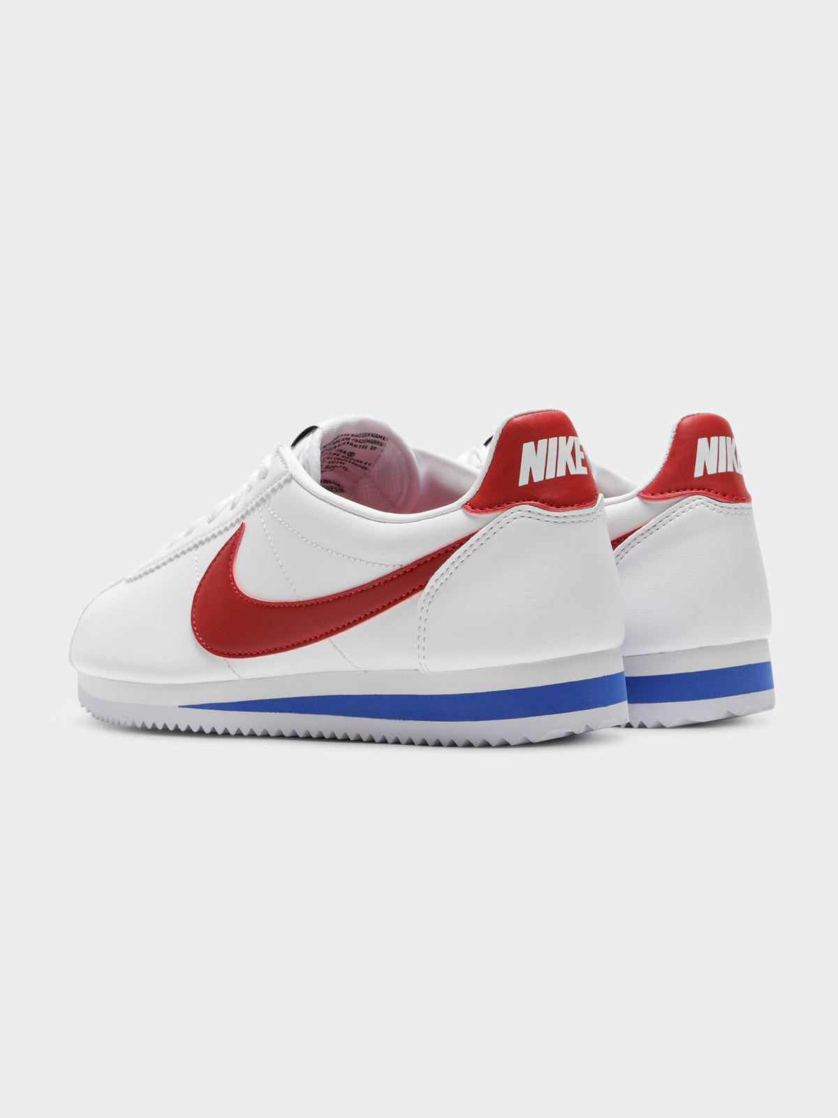 Womens Classic Cortez Leather Sneakers in White &amp; Red