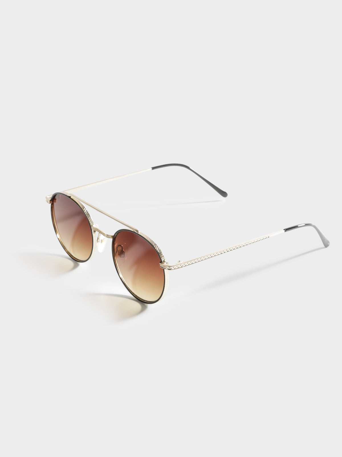 Brandon Aviator Sunglasses in Gold with Brown Lens