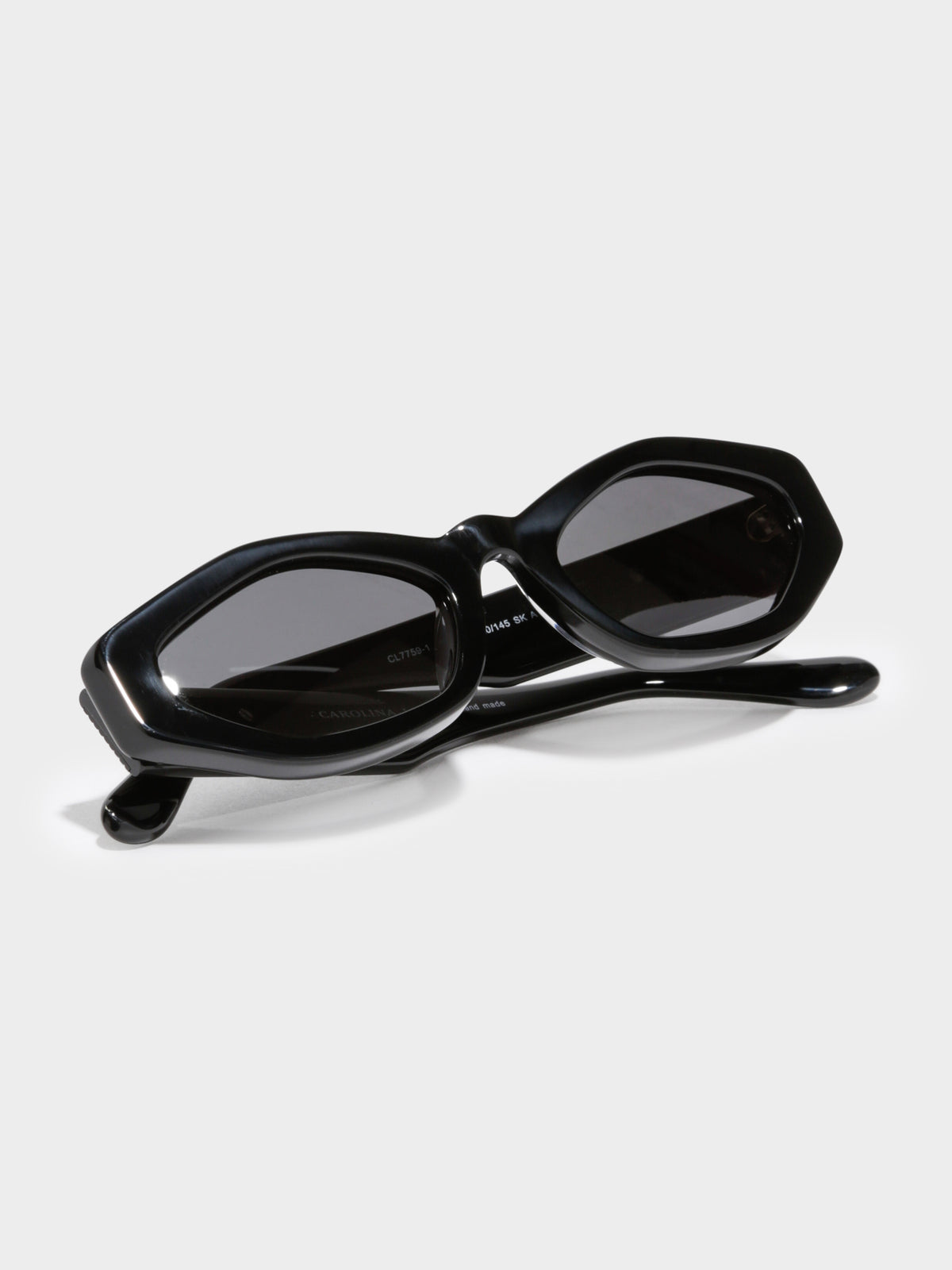 Emily Oval Sunglasses in Black with Black Lens