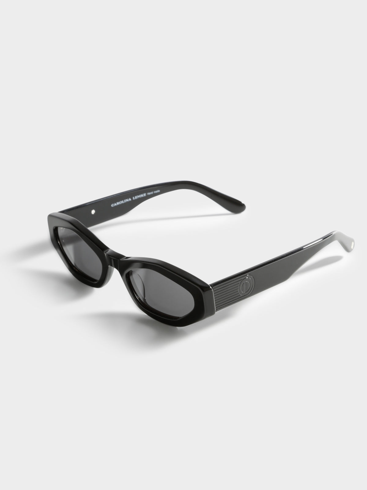 Emily Oval Sunglasses in Black with Black Lens