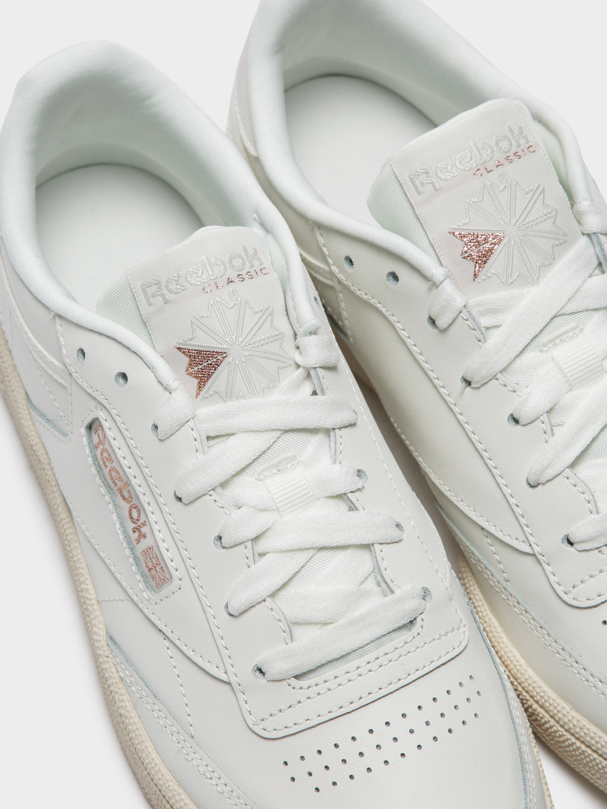 Womens Club C 85 Sneakers in White and Rose Gold