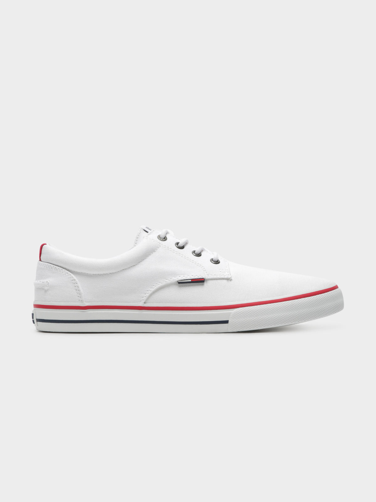 Mens Tommy Jeans Text Sneakers in White