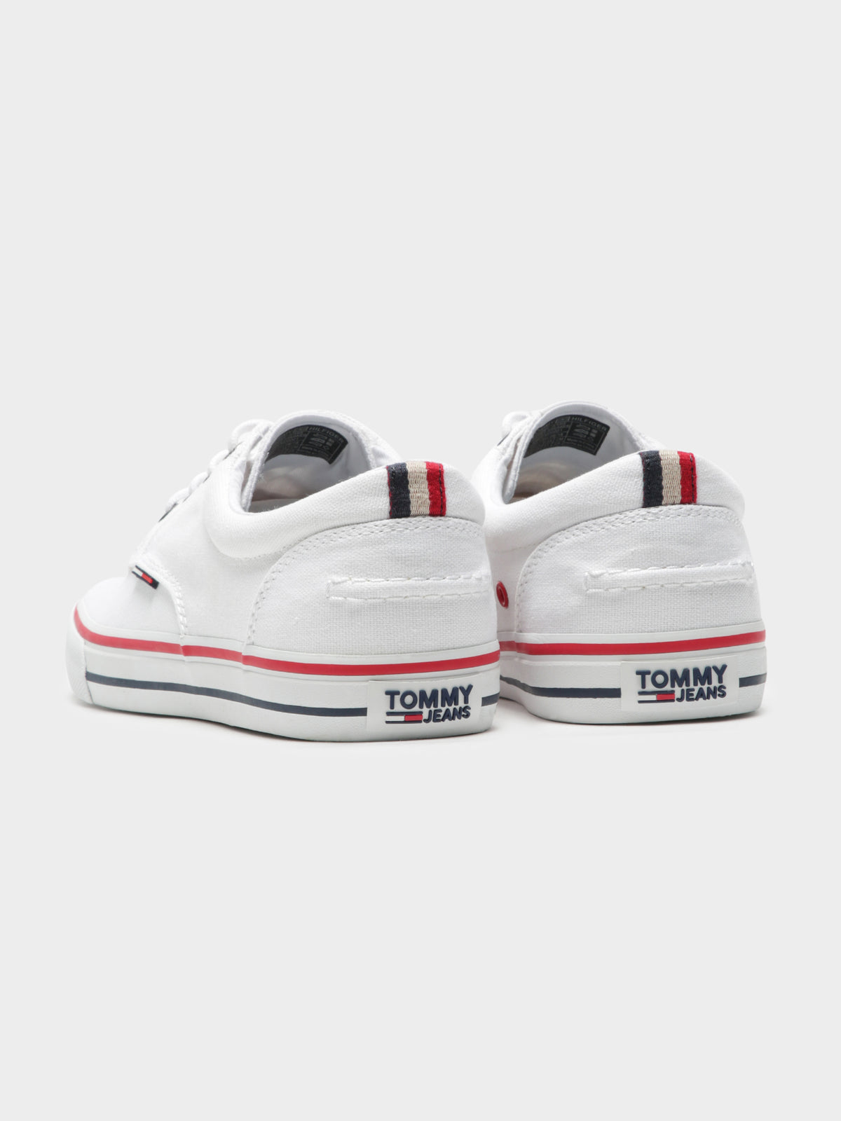 Mens Tommy Jeans Text Sneakers in White