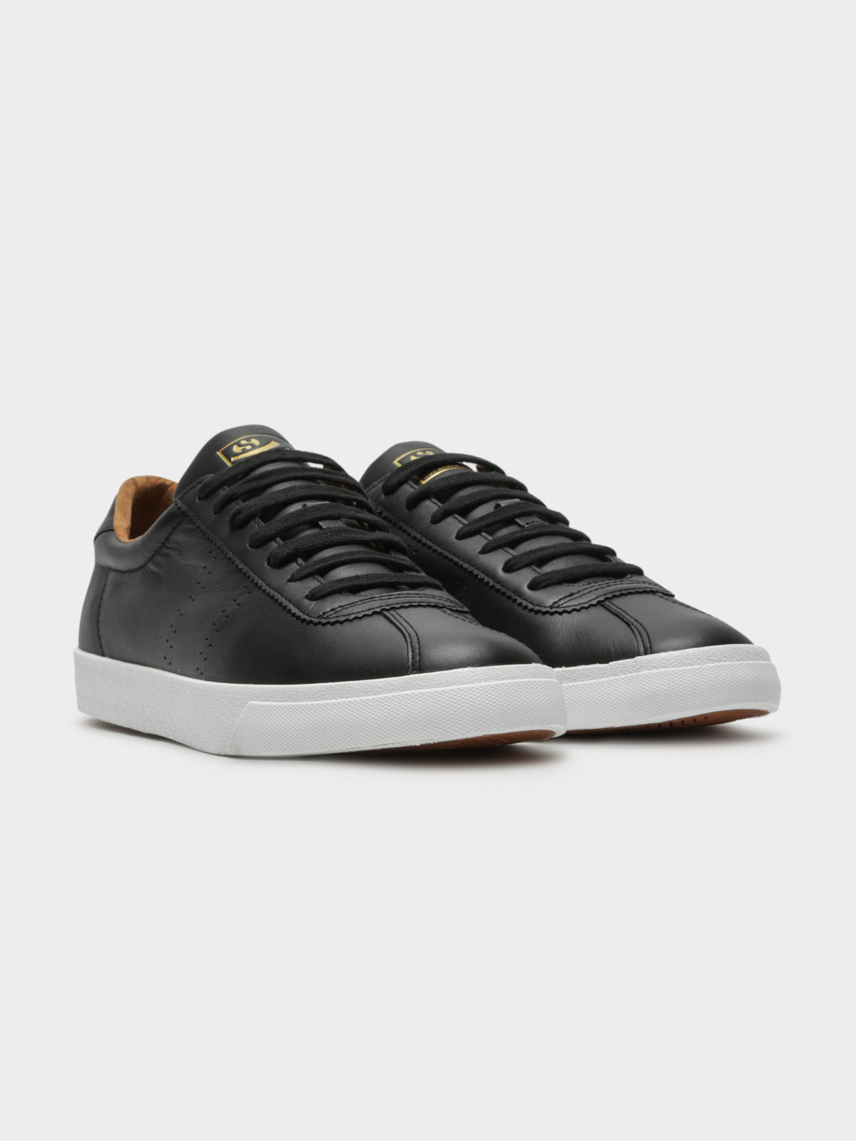 Mens 2843 Soft Leather Sneakers in Black