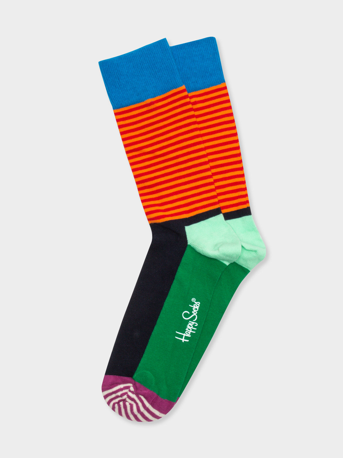 Half Stripe Socks in Orange