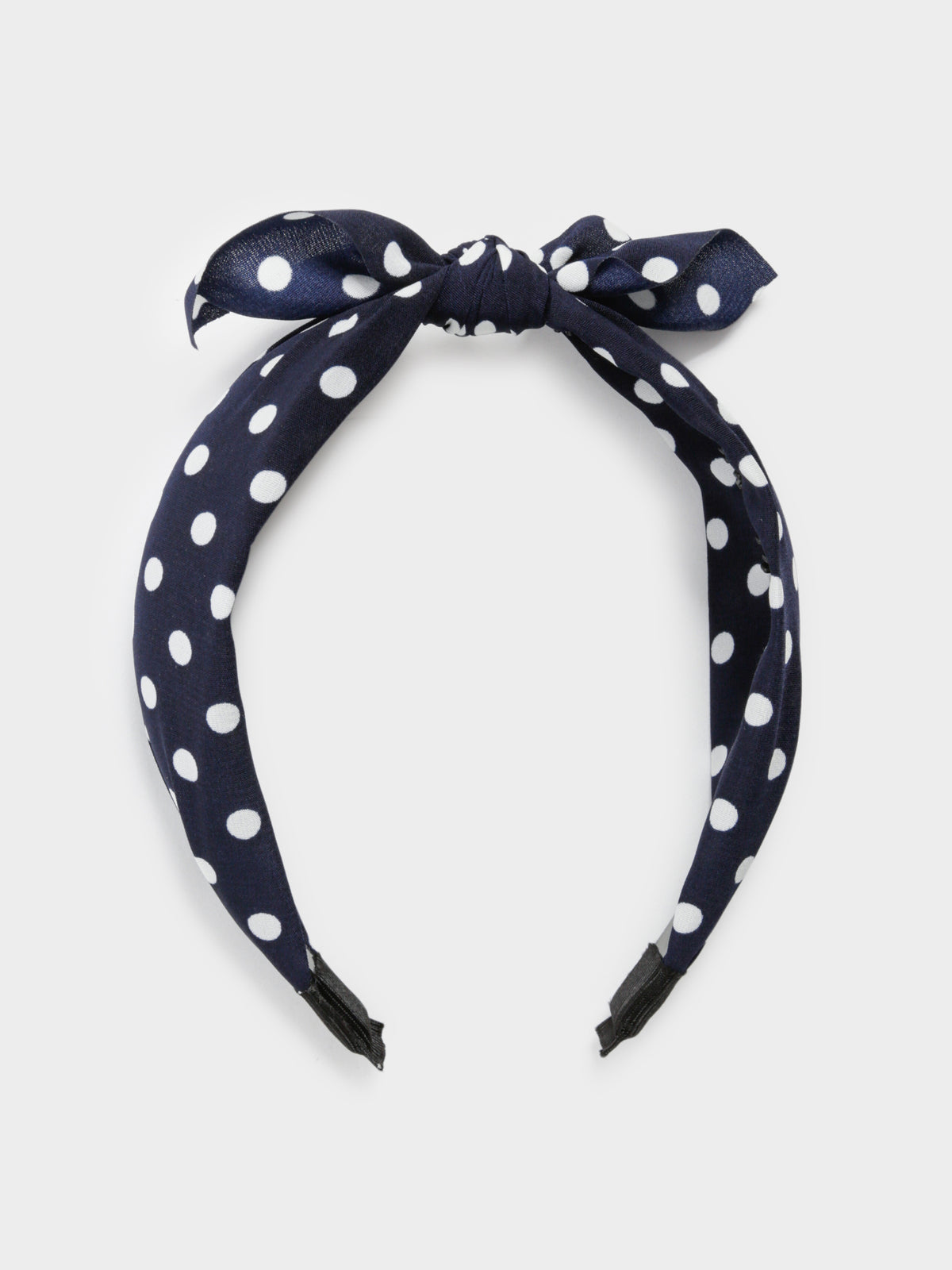 Spotty Top-Knot Headband in Navy &amp; White Polka Dots