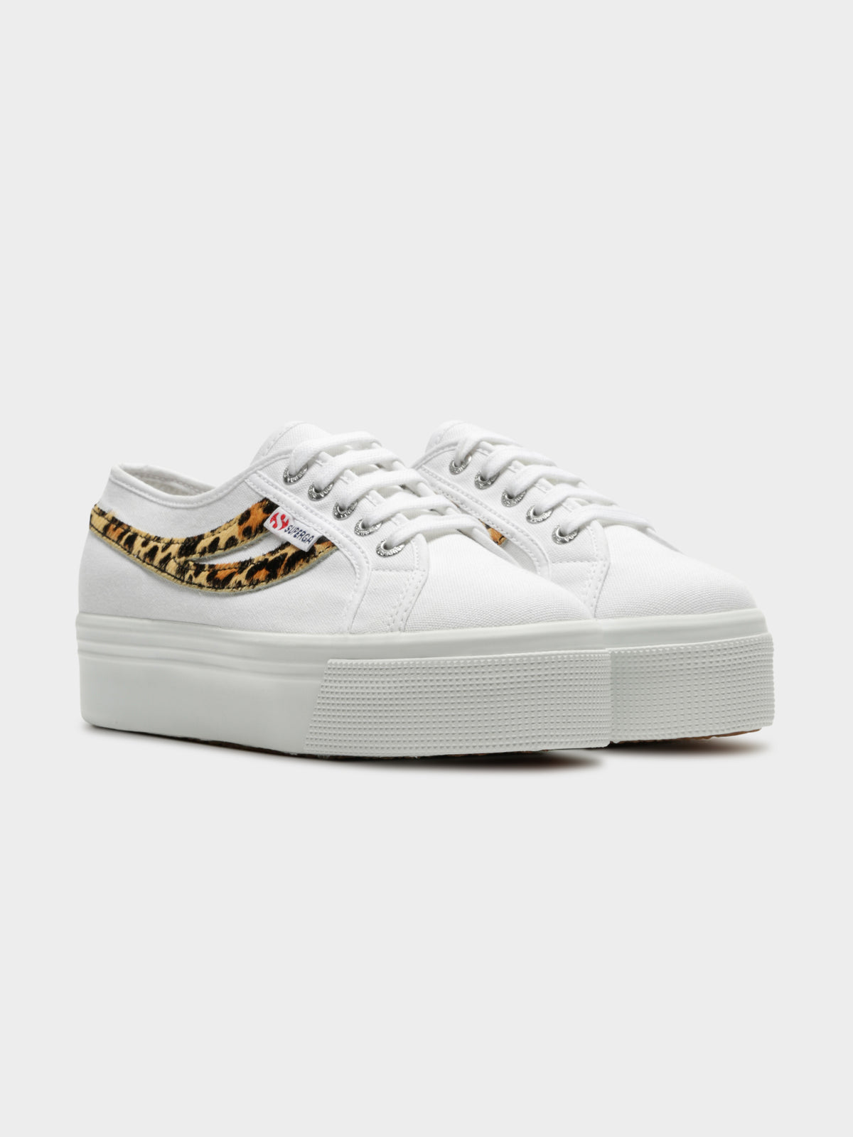 Womens 2892 Cotw Ponyhair Platform Sneakers in White &amp; Cheetah