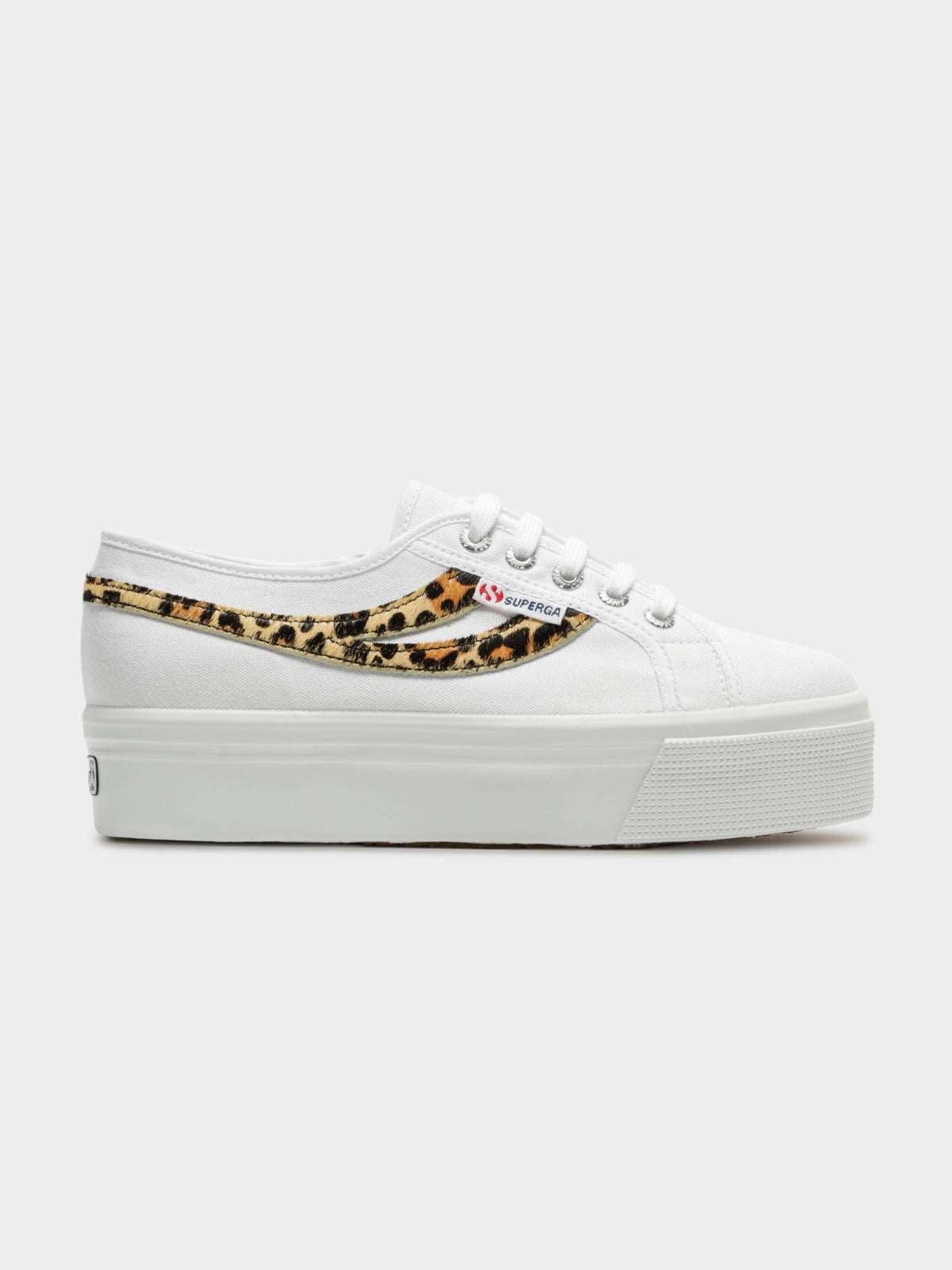 Womens 2892 Cotw Ponyhair Platform Sneakers in White &amp; Cheetah
