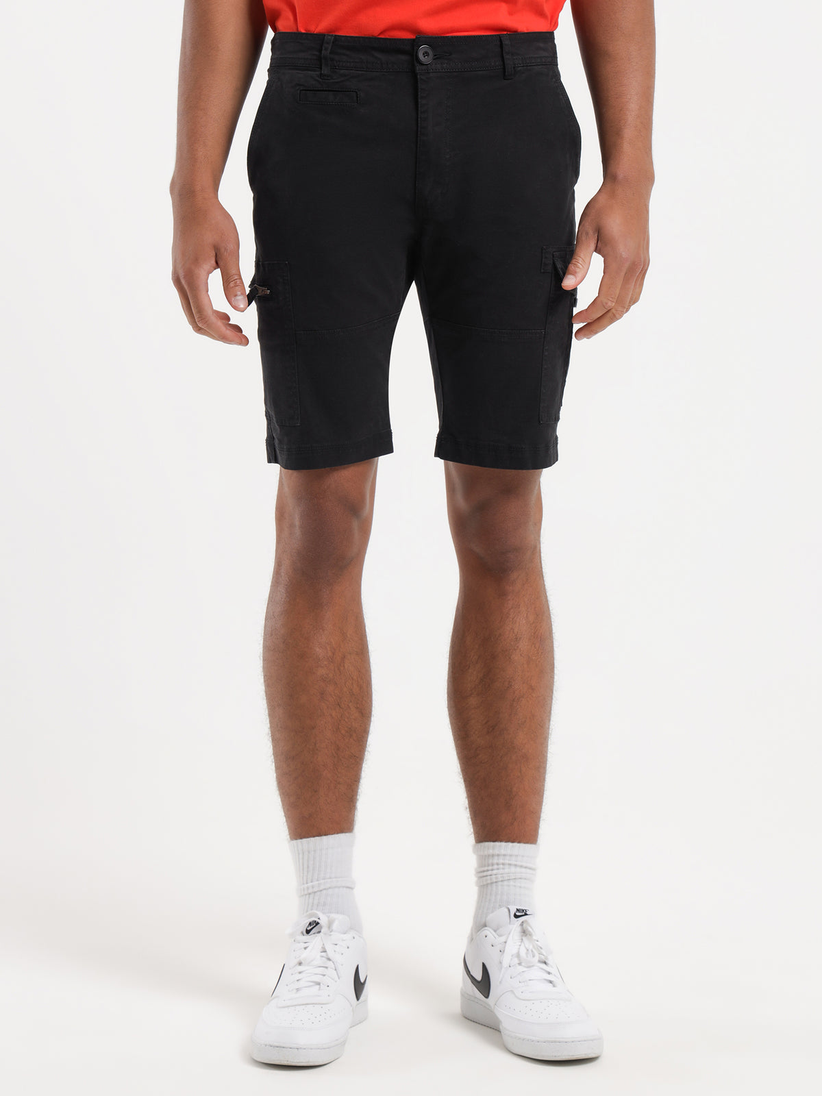 Leon Slim-Fit Cargo Shorts in Black