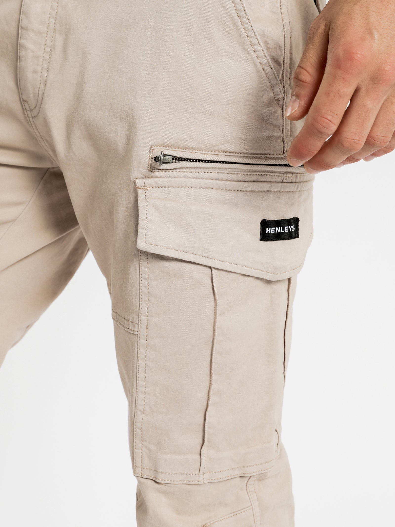 Jacob Relaxed Fit Cargo Pants in Stone - Glue Store