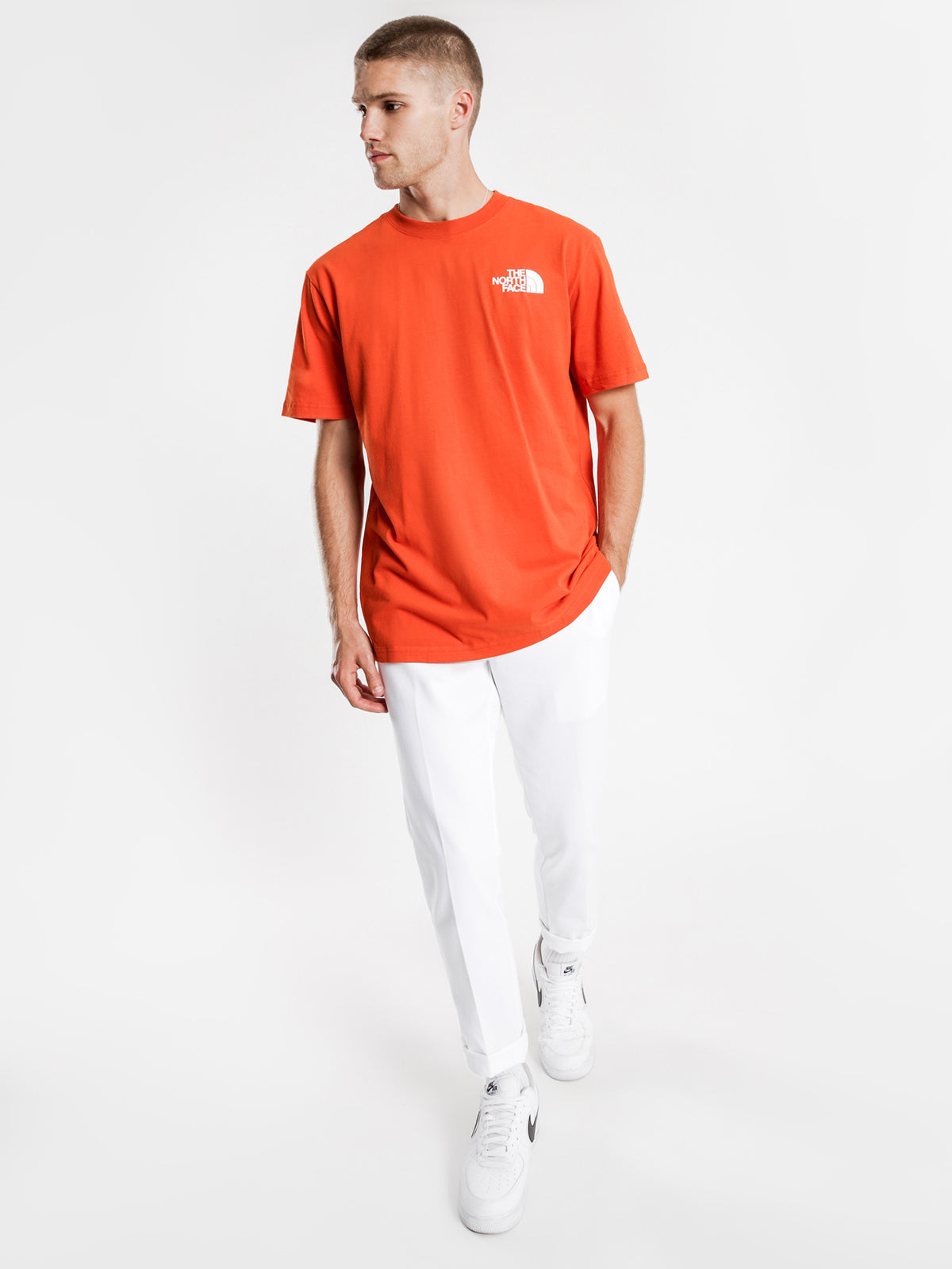 Red Box Short Sleeve T-Shirt in Orange
